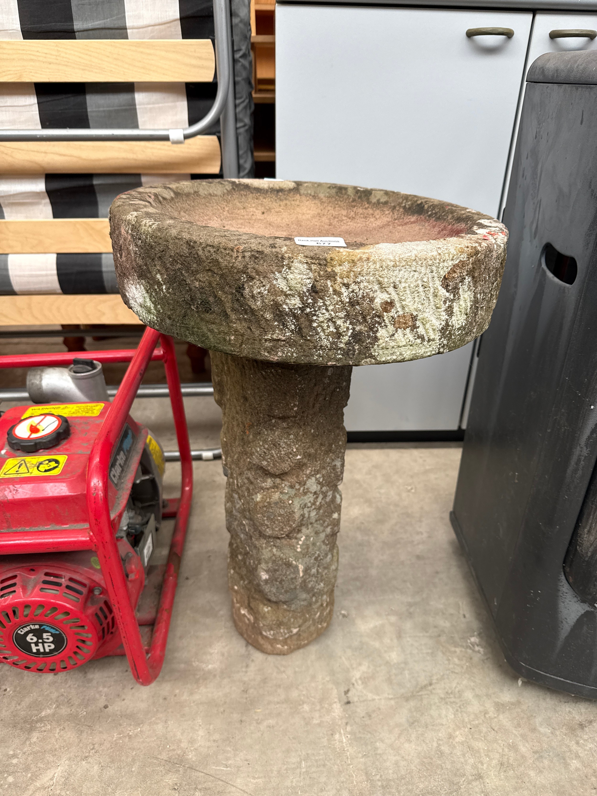Cast concrete bird bath 2ft tall