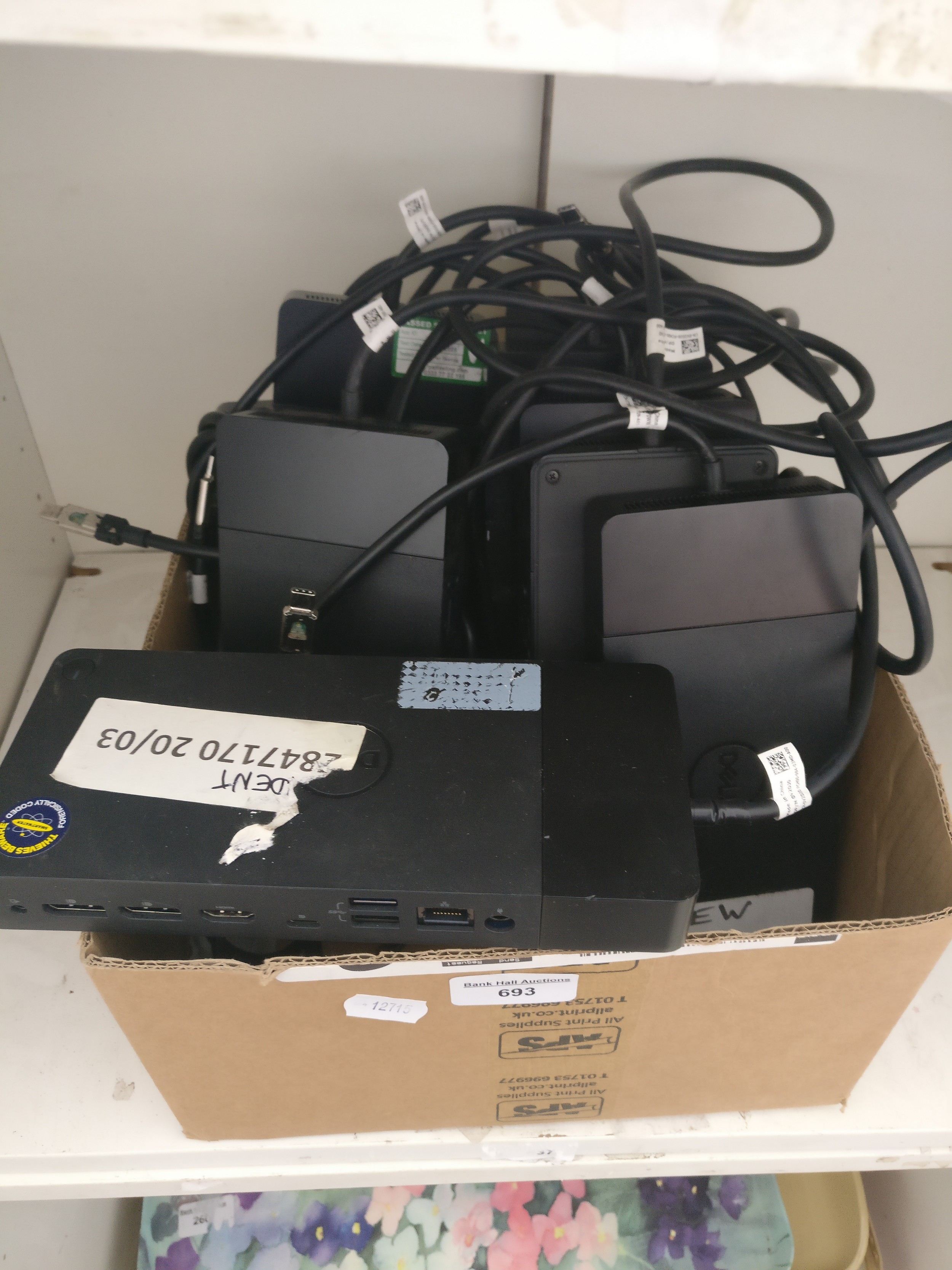 Box of Dell docking stations
