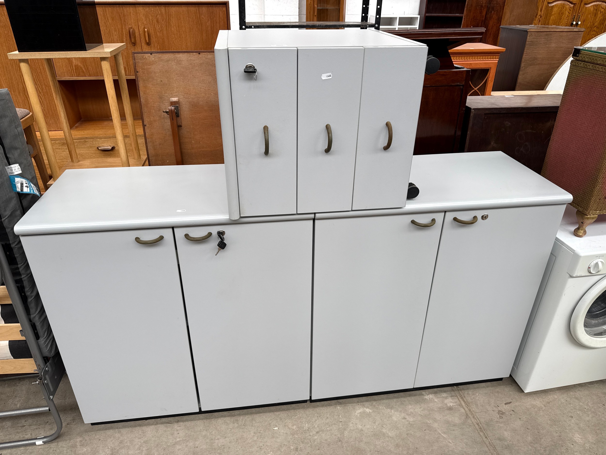 2 x 2 door lockable base cupboards and a lockable 3 drawer chest