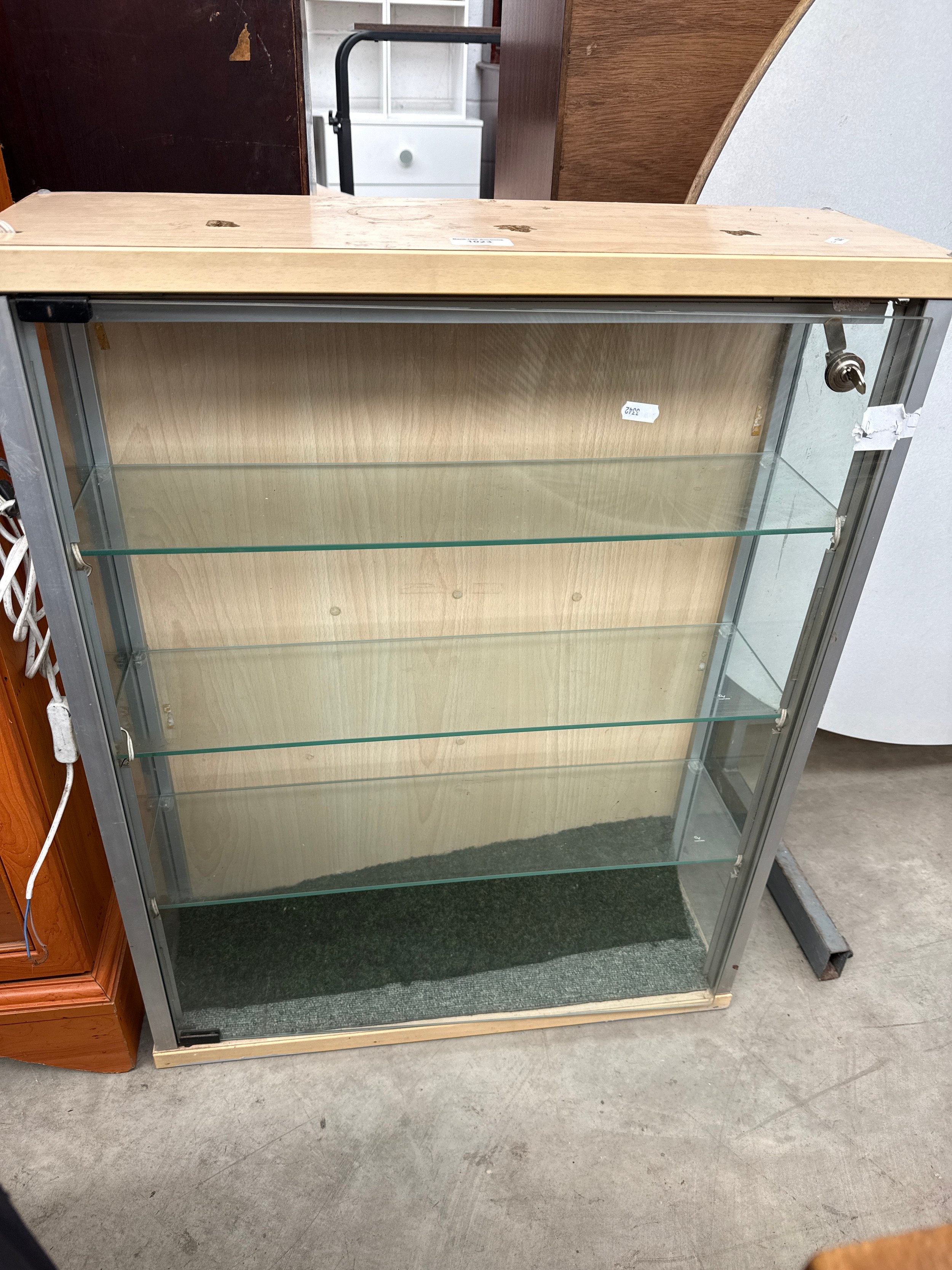 A small glazed display cabinet with a/f top