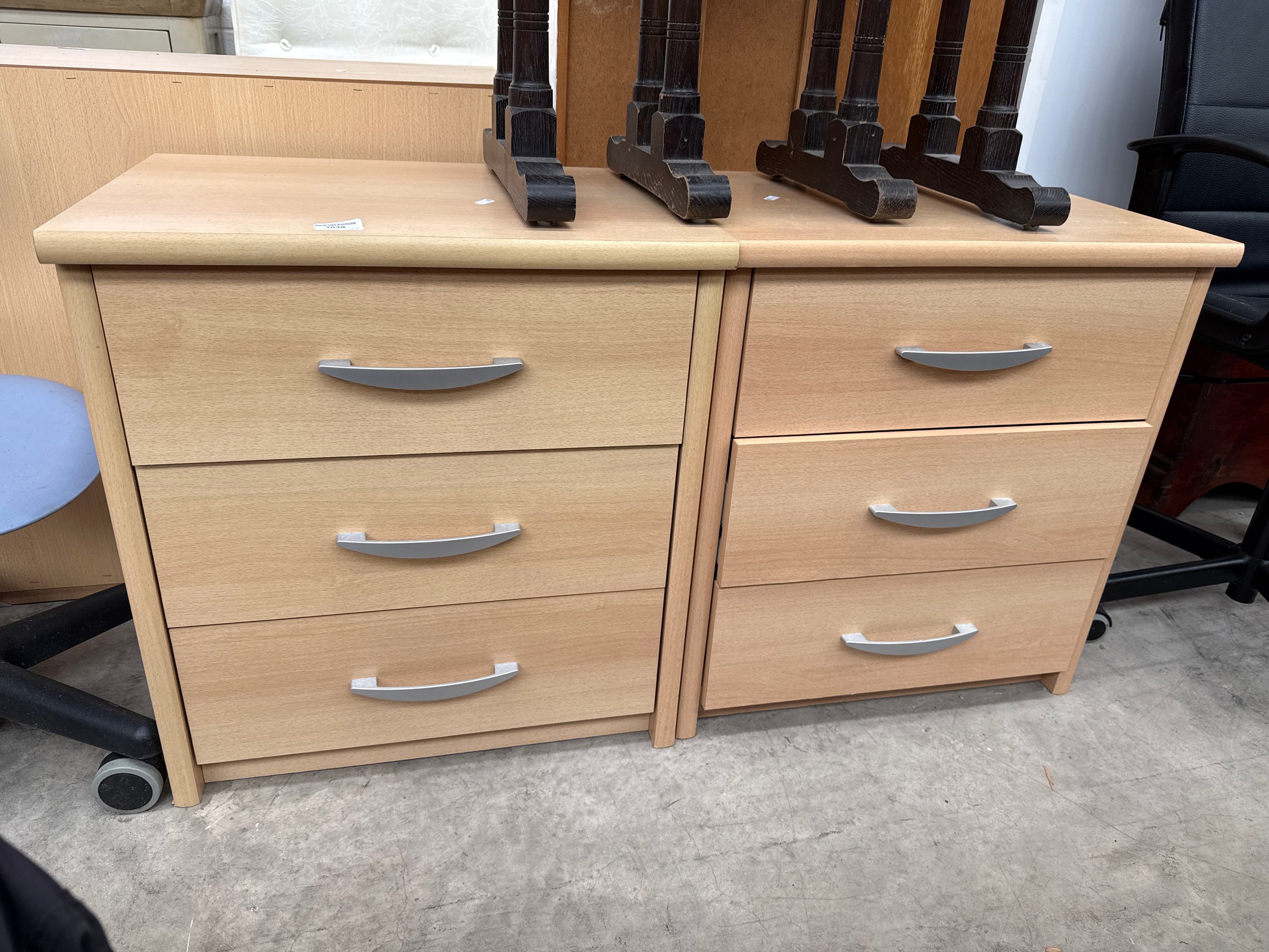 A pair of small 3 drawers chests