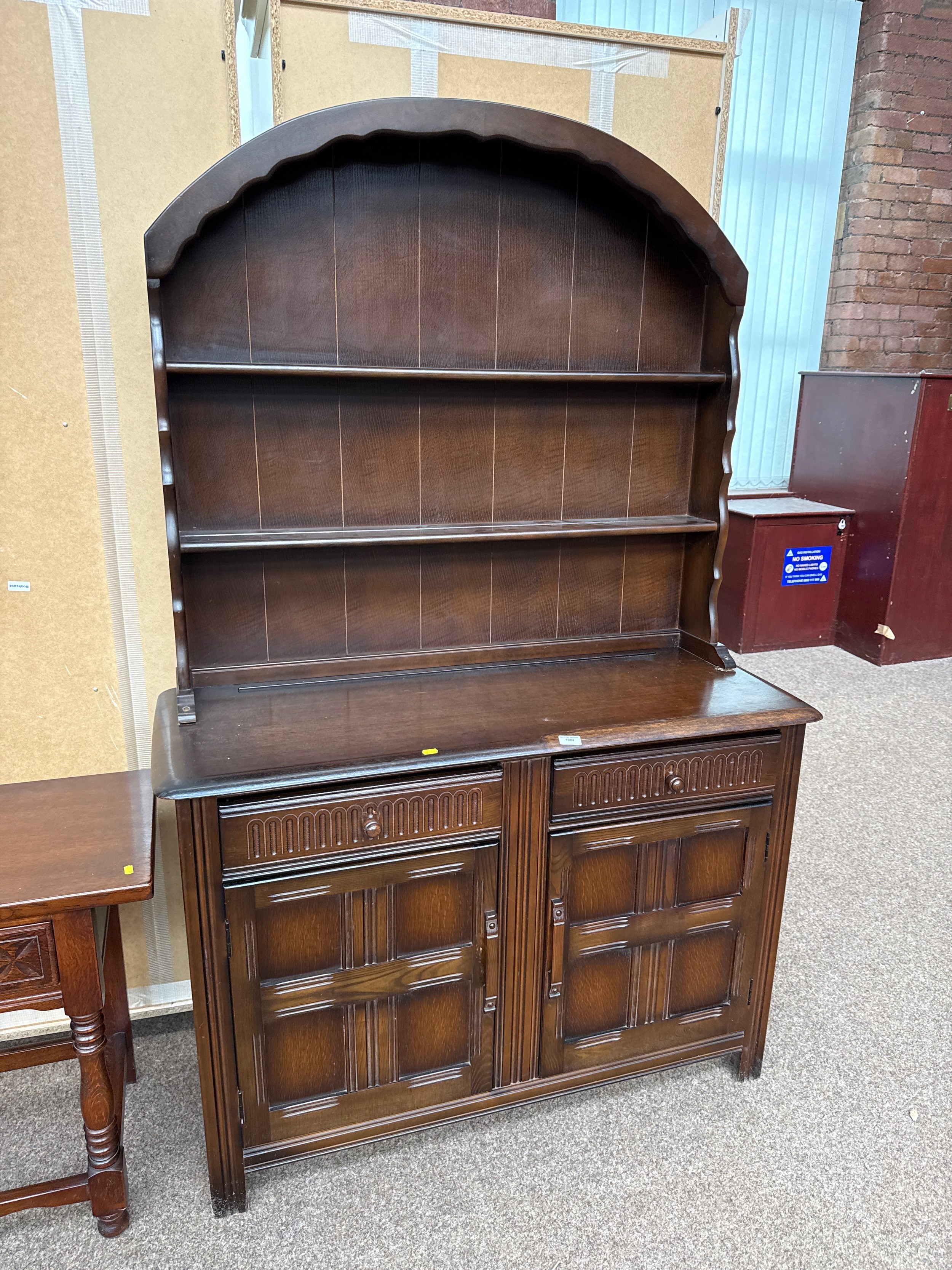 A large vintage oak 2 drawer Dutch Dresser
