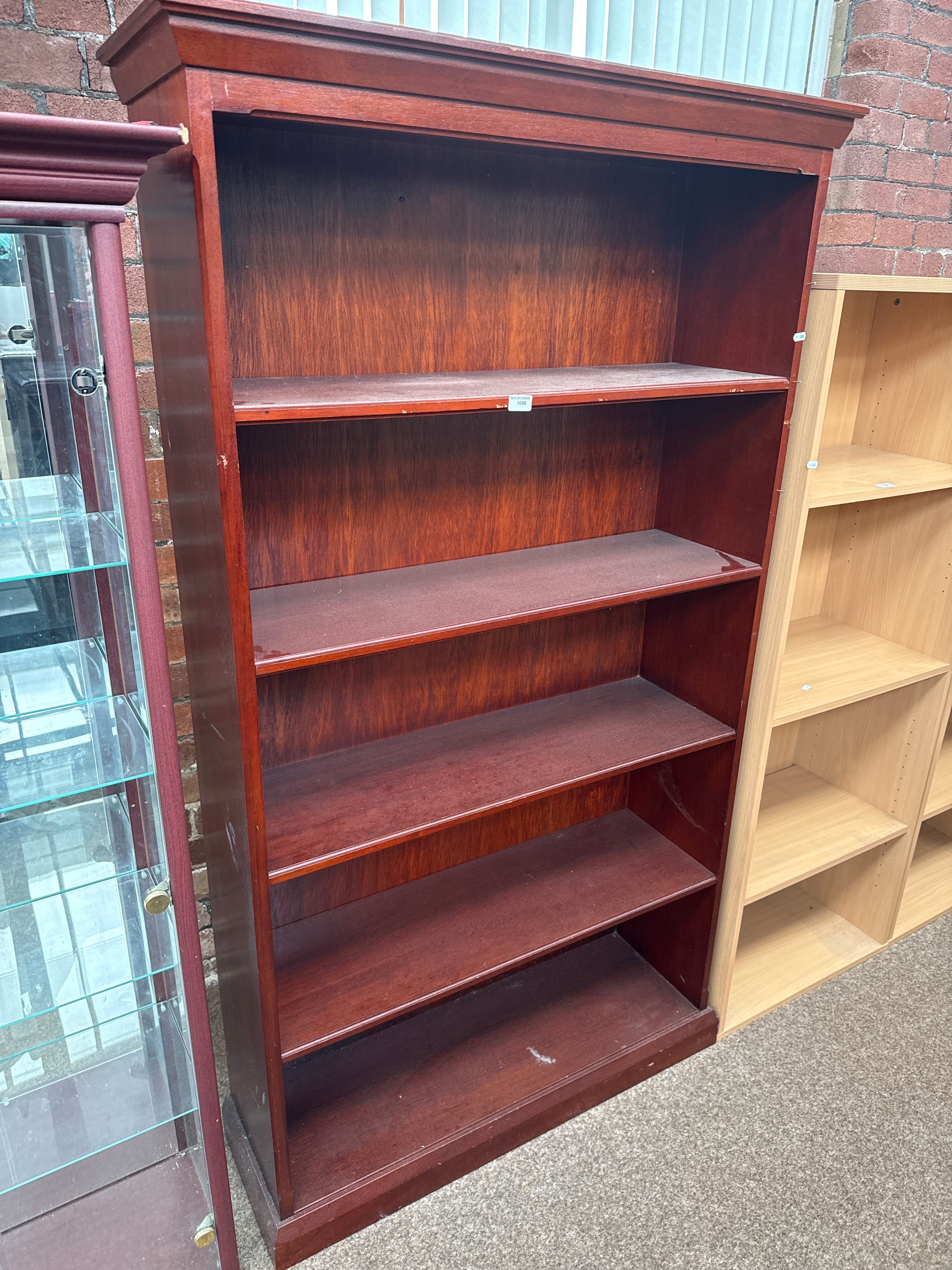 A large vintage 5 tier mahogany open bookcase