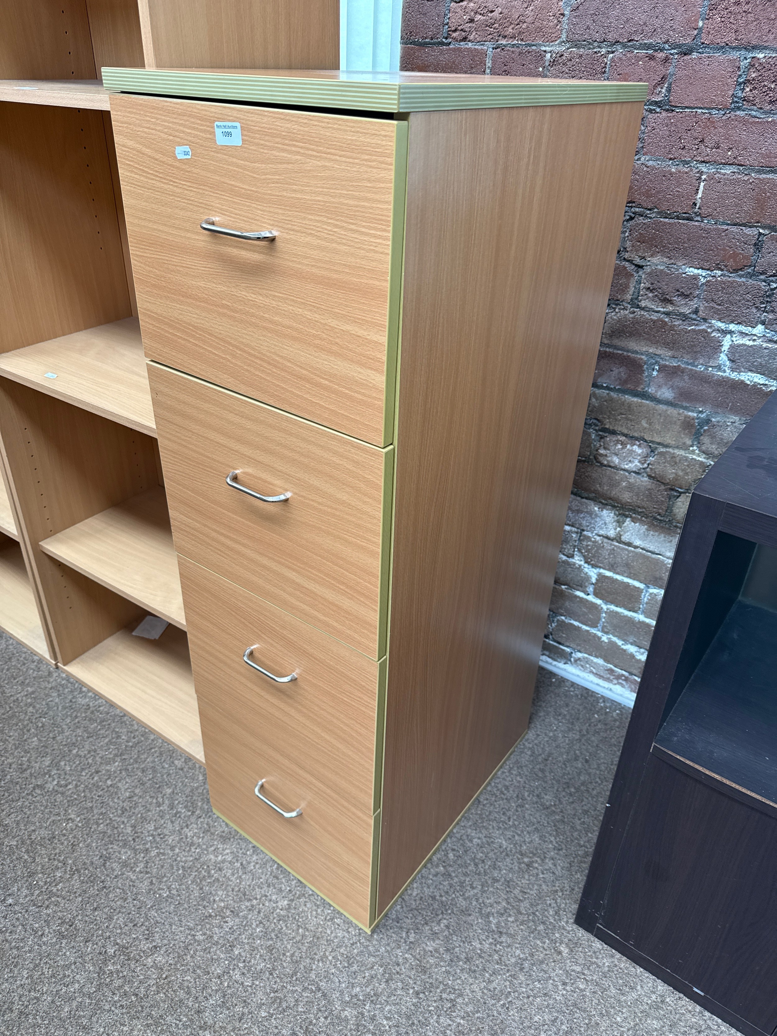 A modern 4 drawer wooden filing cabinet