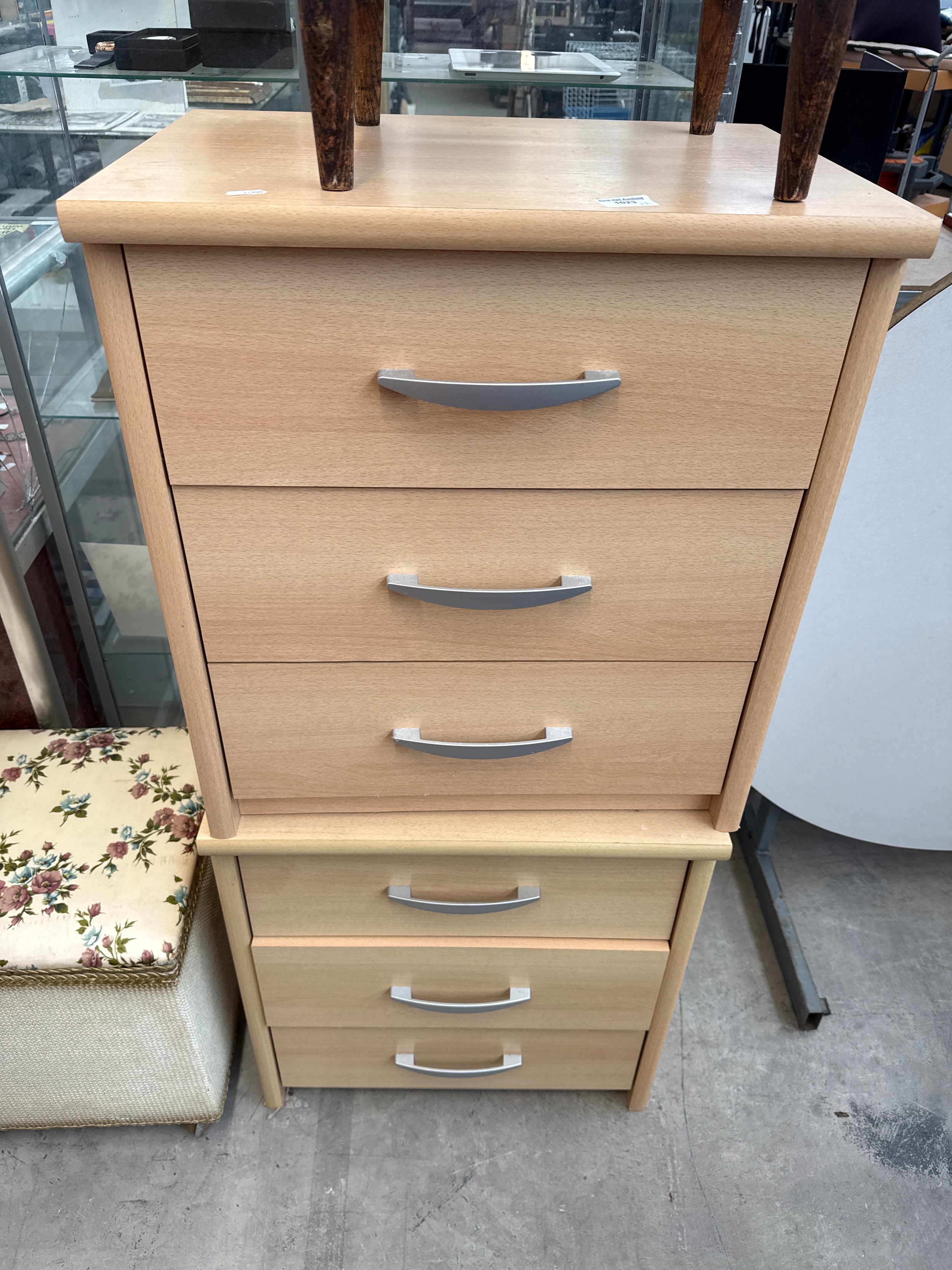 A pair of modern 3 drawer bedside chests