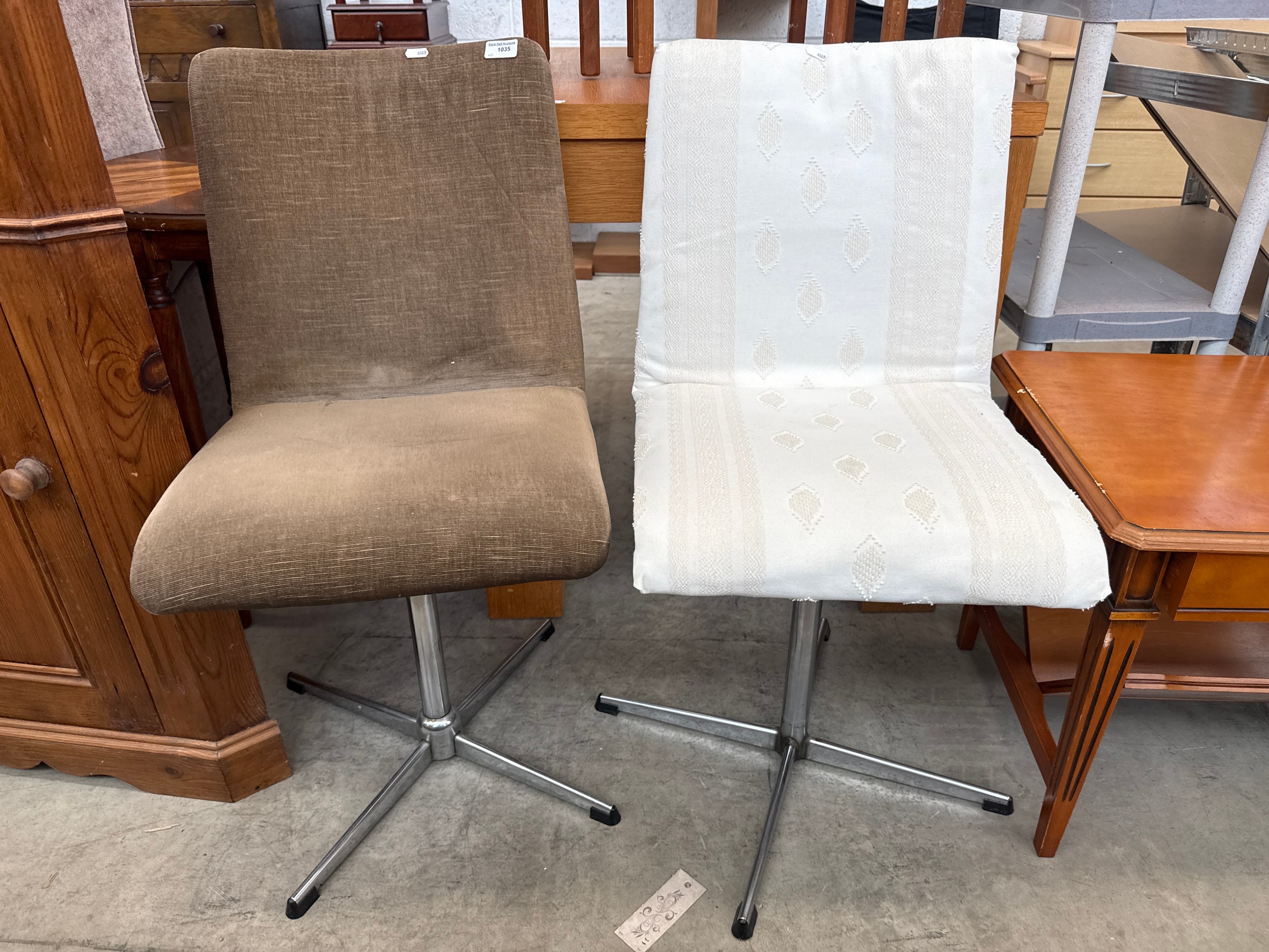 2 x retro swivel chairs on chromed stands