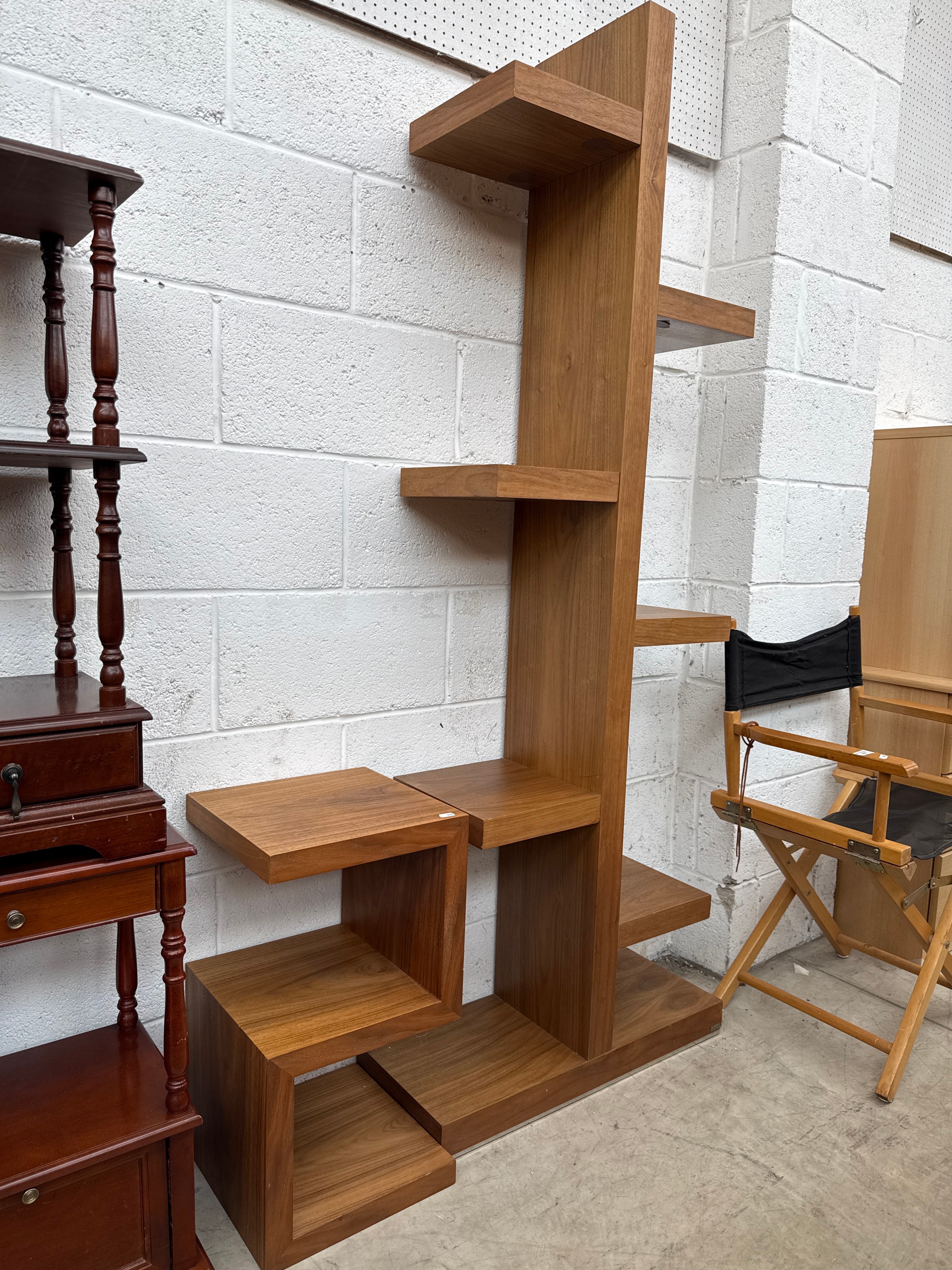 2 x modern wooden storage/display stands