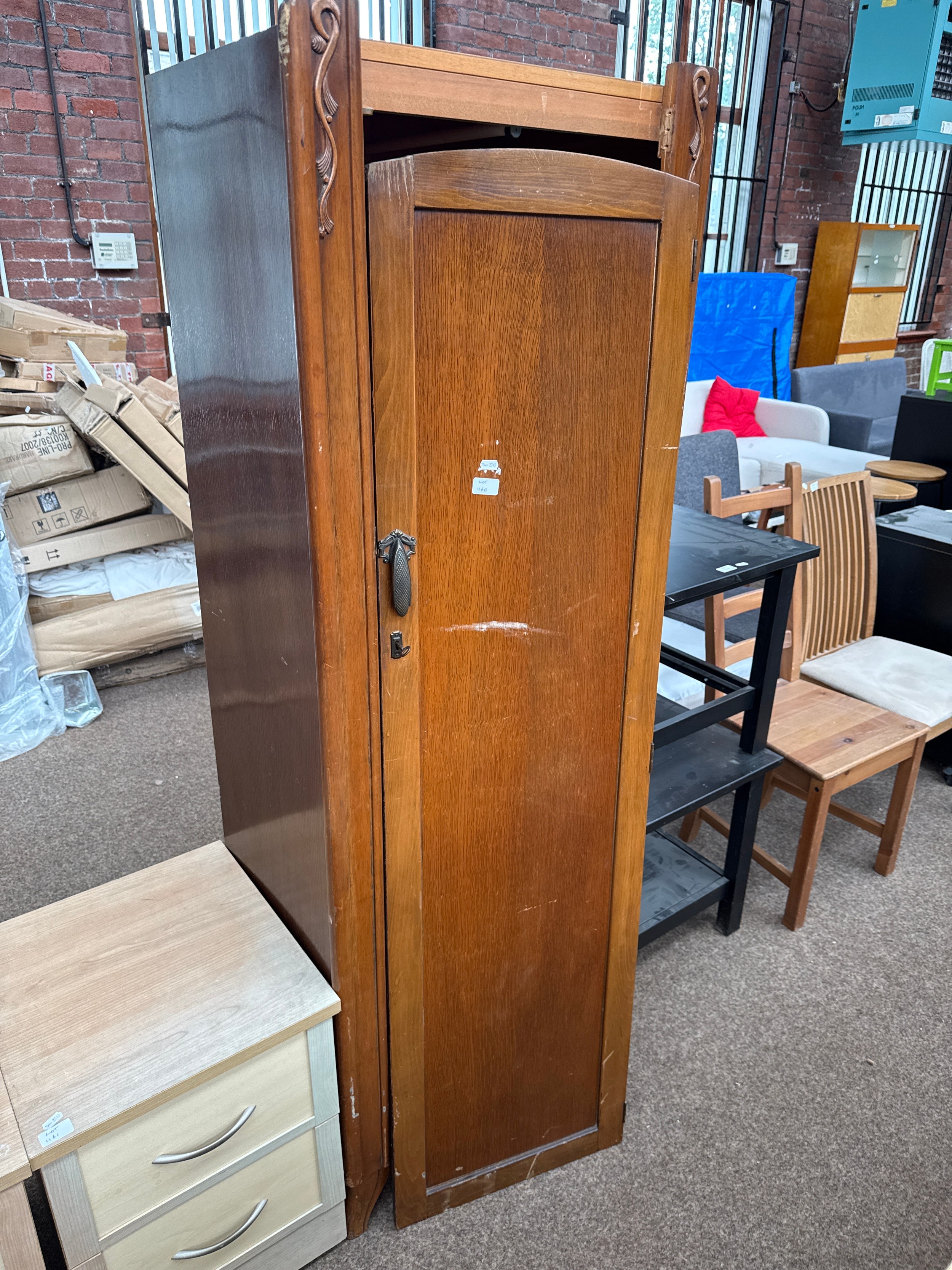 A vintage single wardrobe - hinges to be secured