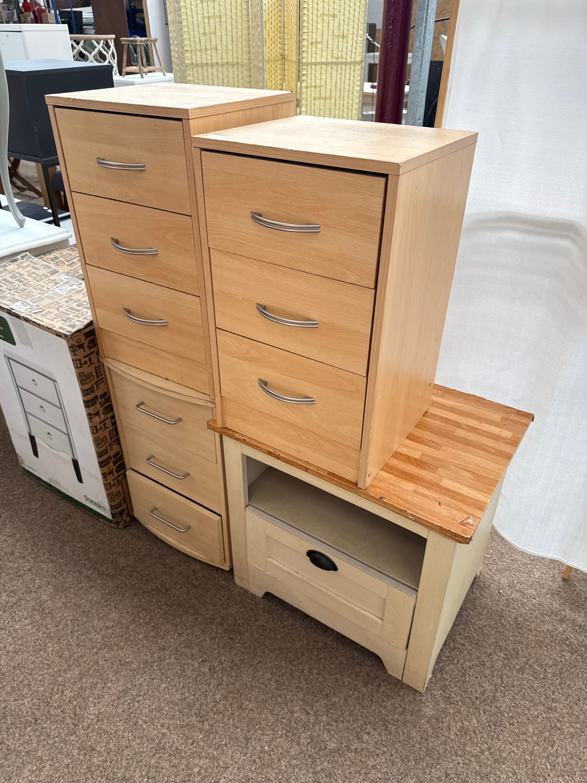 4 x items including 3 x 3 drawer bedside chests