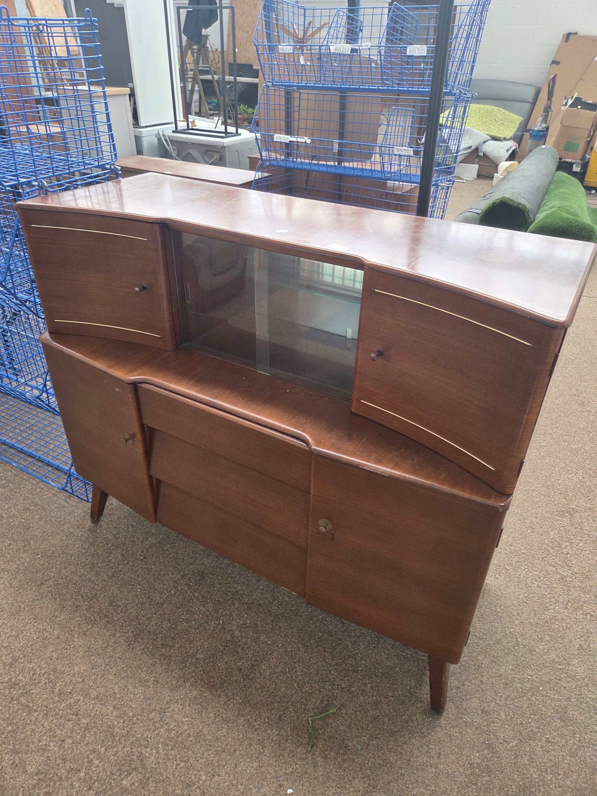 A Deco style 3 drawer cocktail sideboard