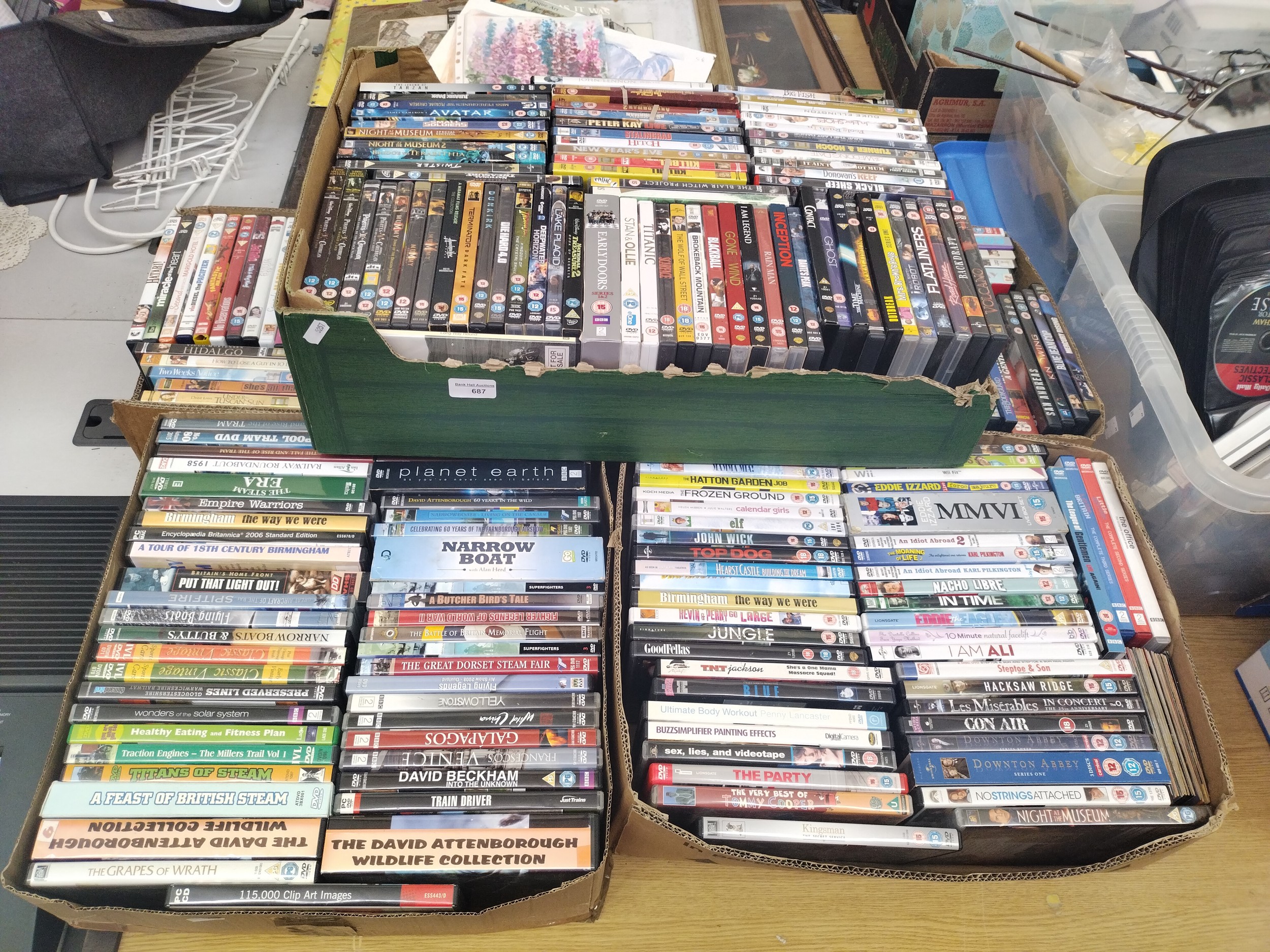 Five boxes of DVDs