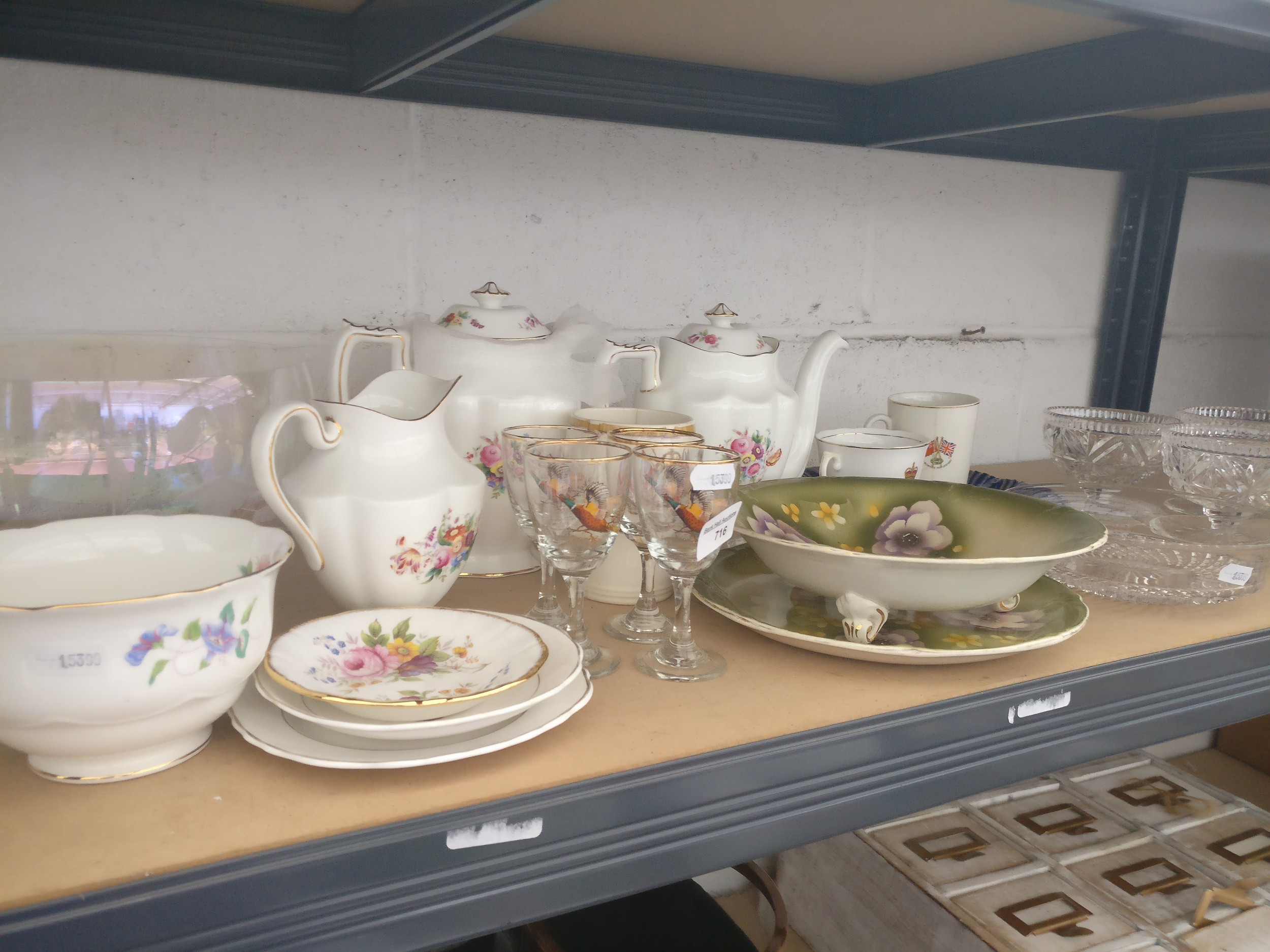 Lot inc glassware, commemorative ware, china