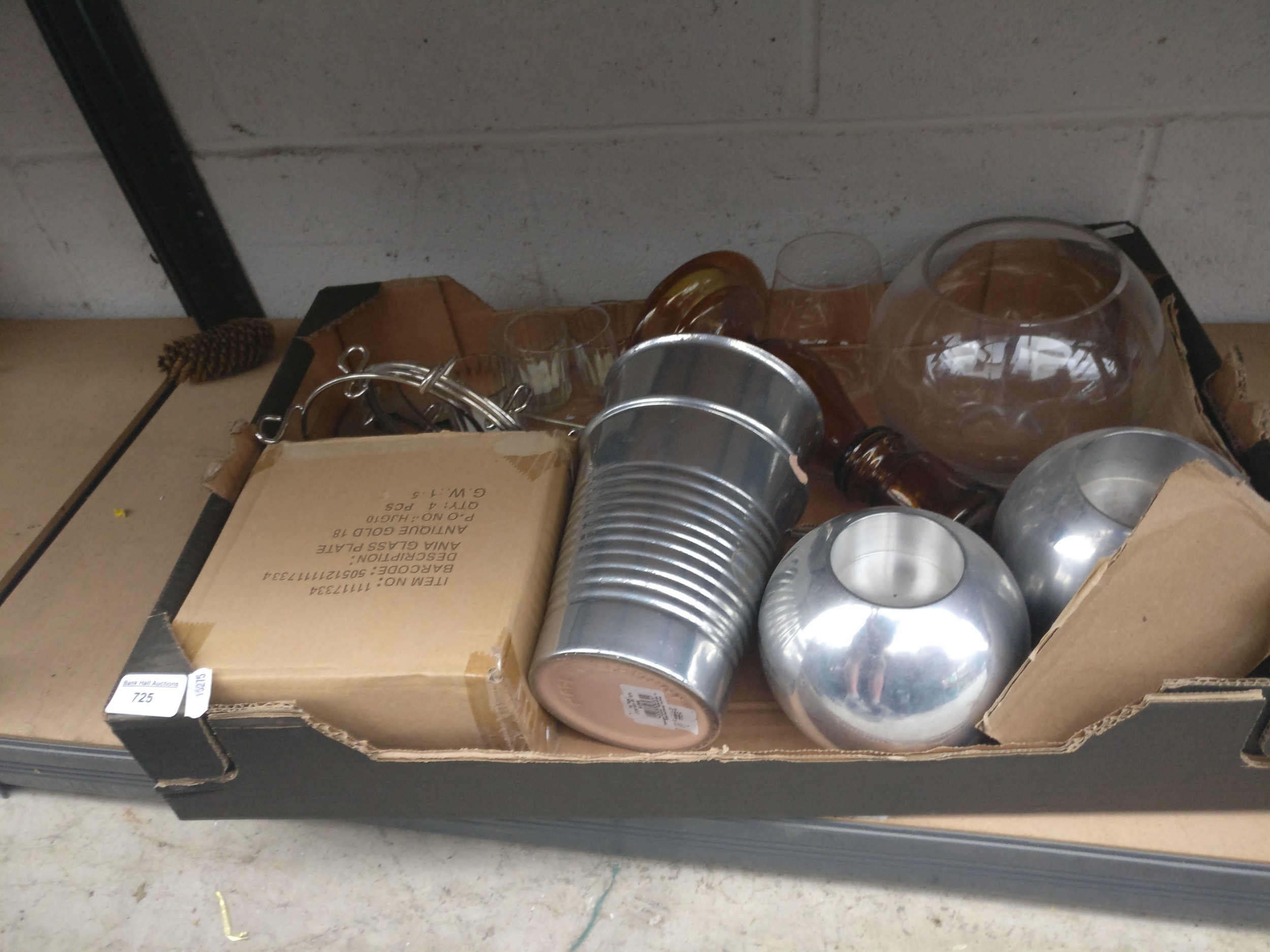 Box inc glass plates, candle holders, glass vases, etc