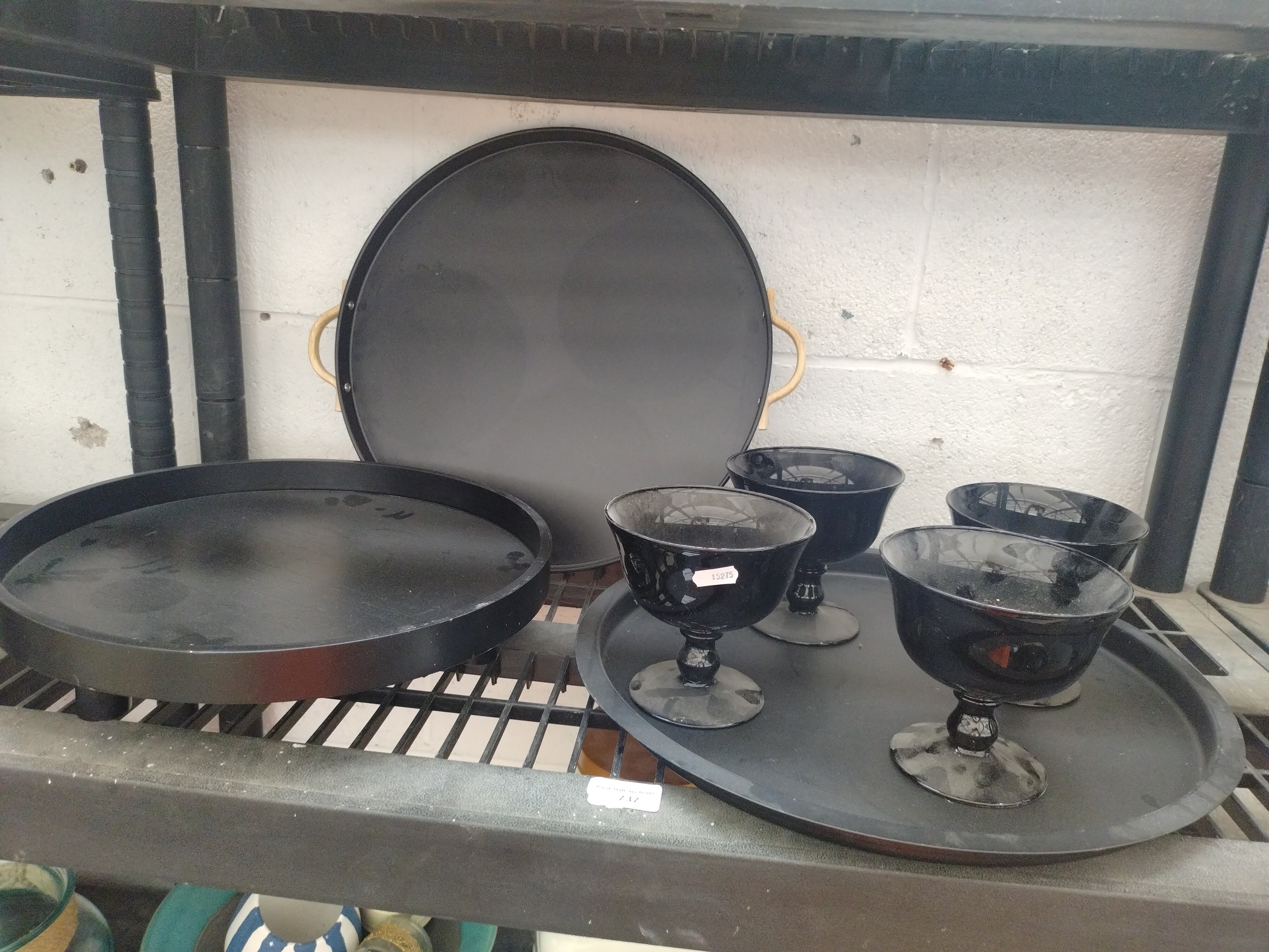 Lot inc serving trays and glasses