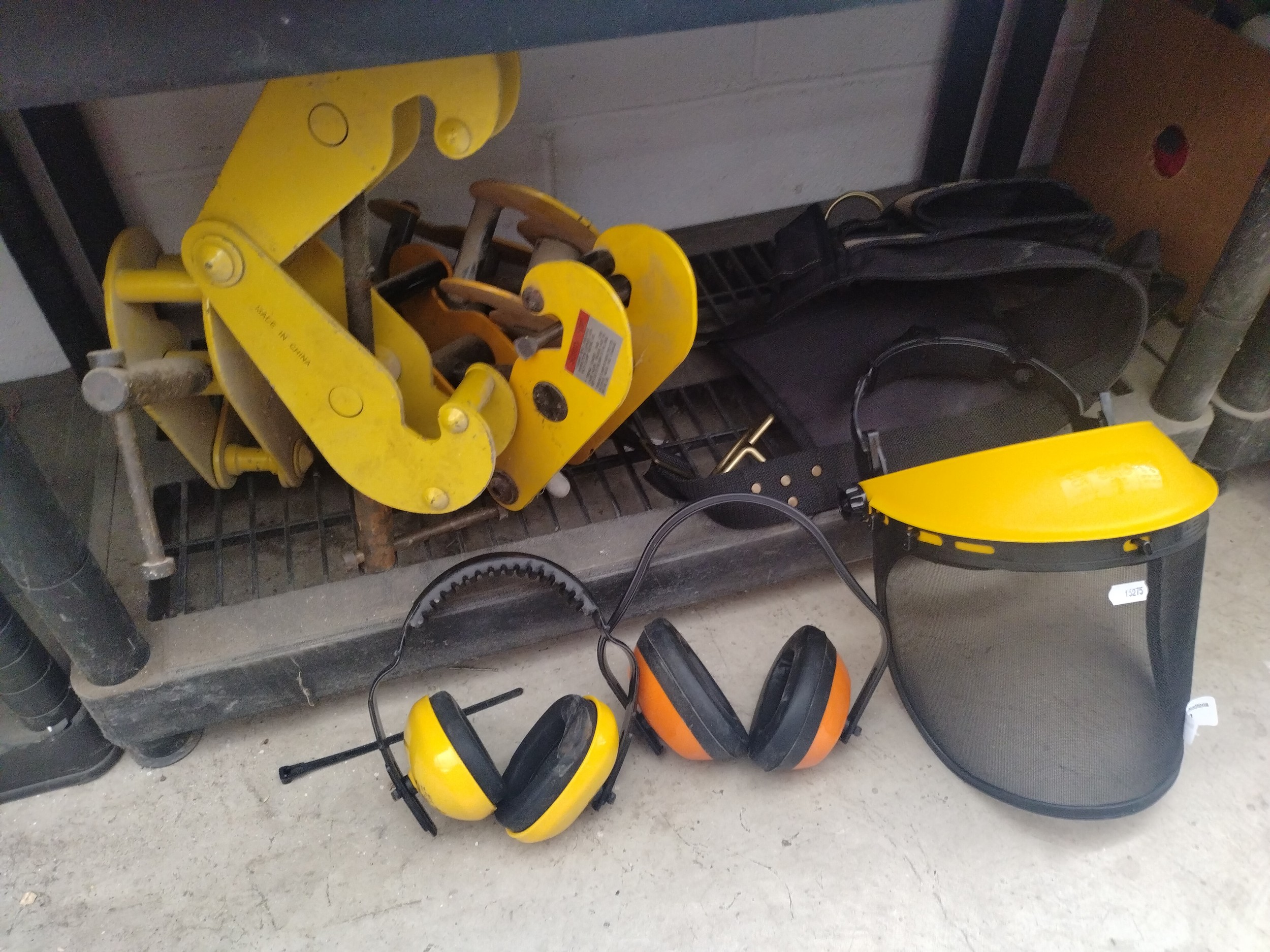 Safety helmet, harness, clamps