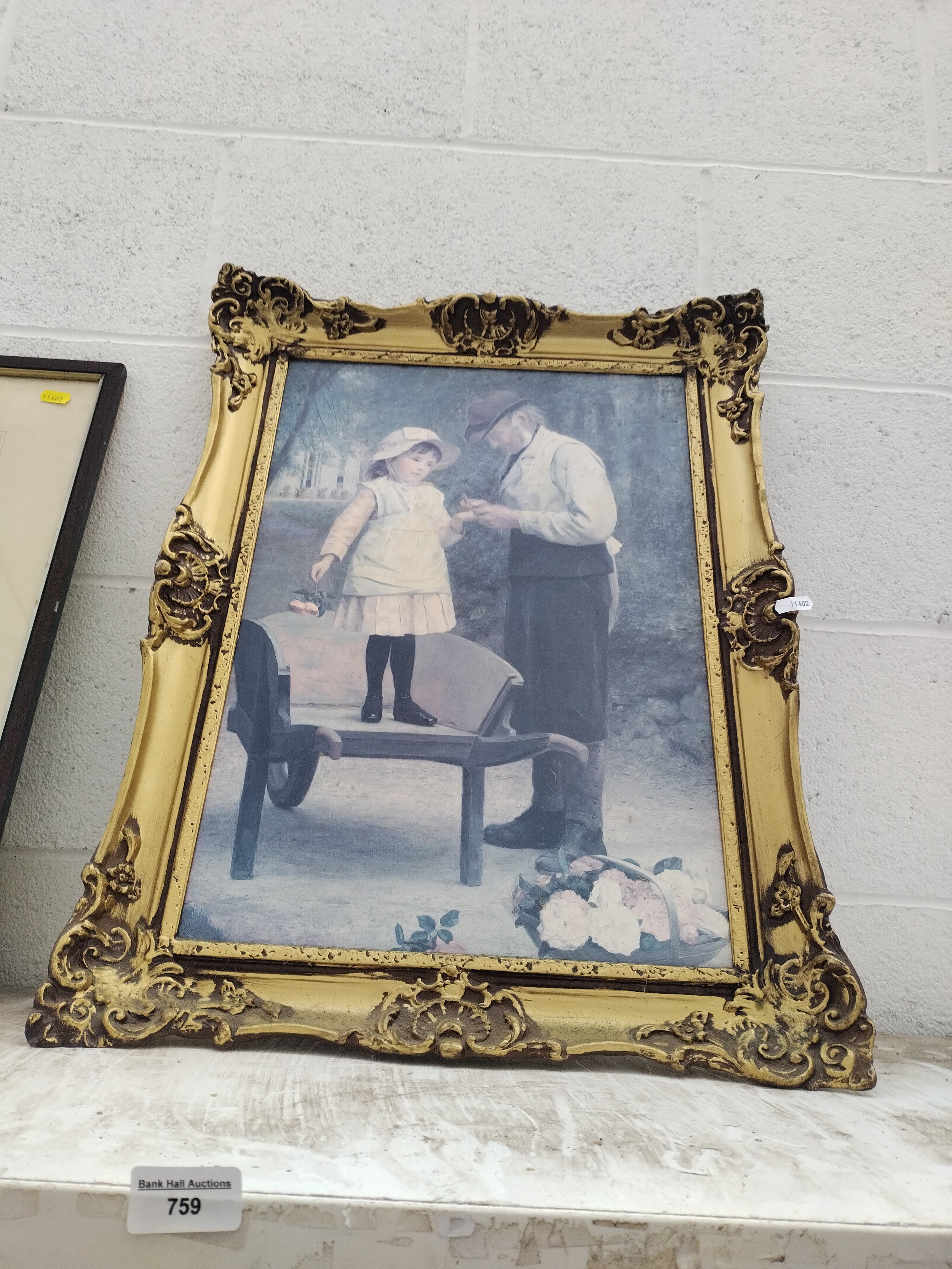 Old framed print in gilt frame