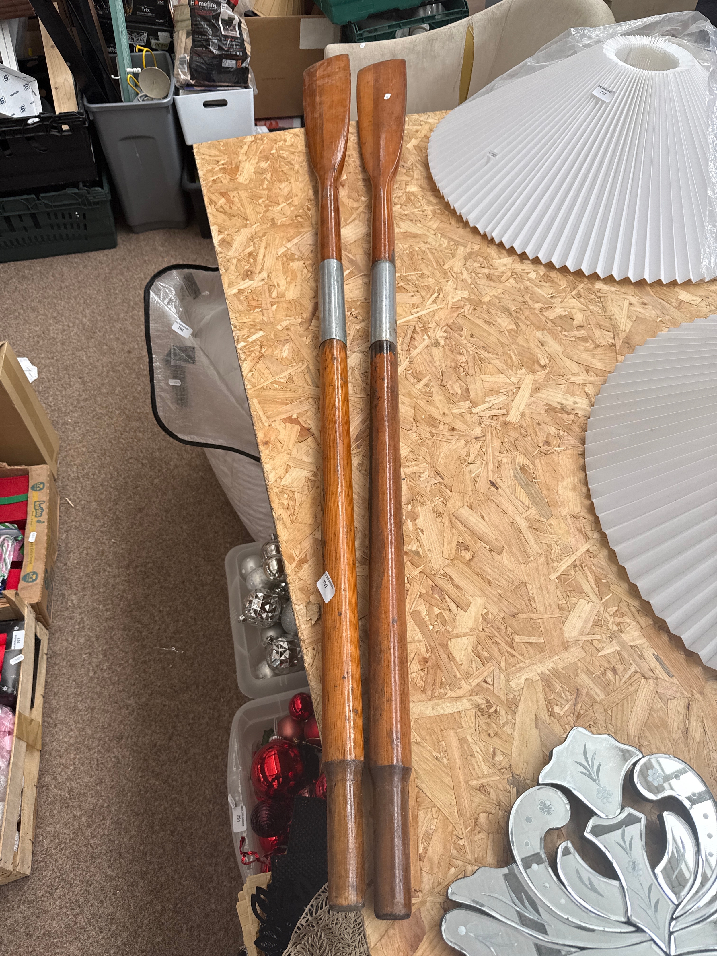 Pair of wooden paddles