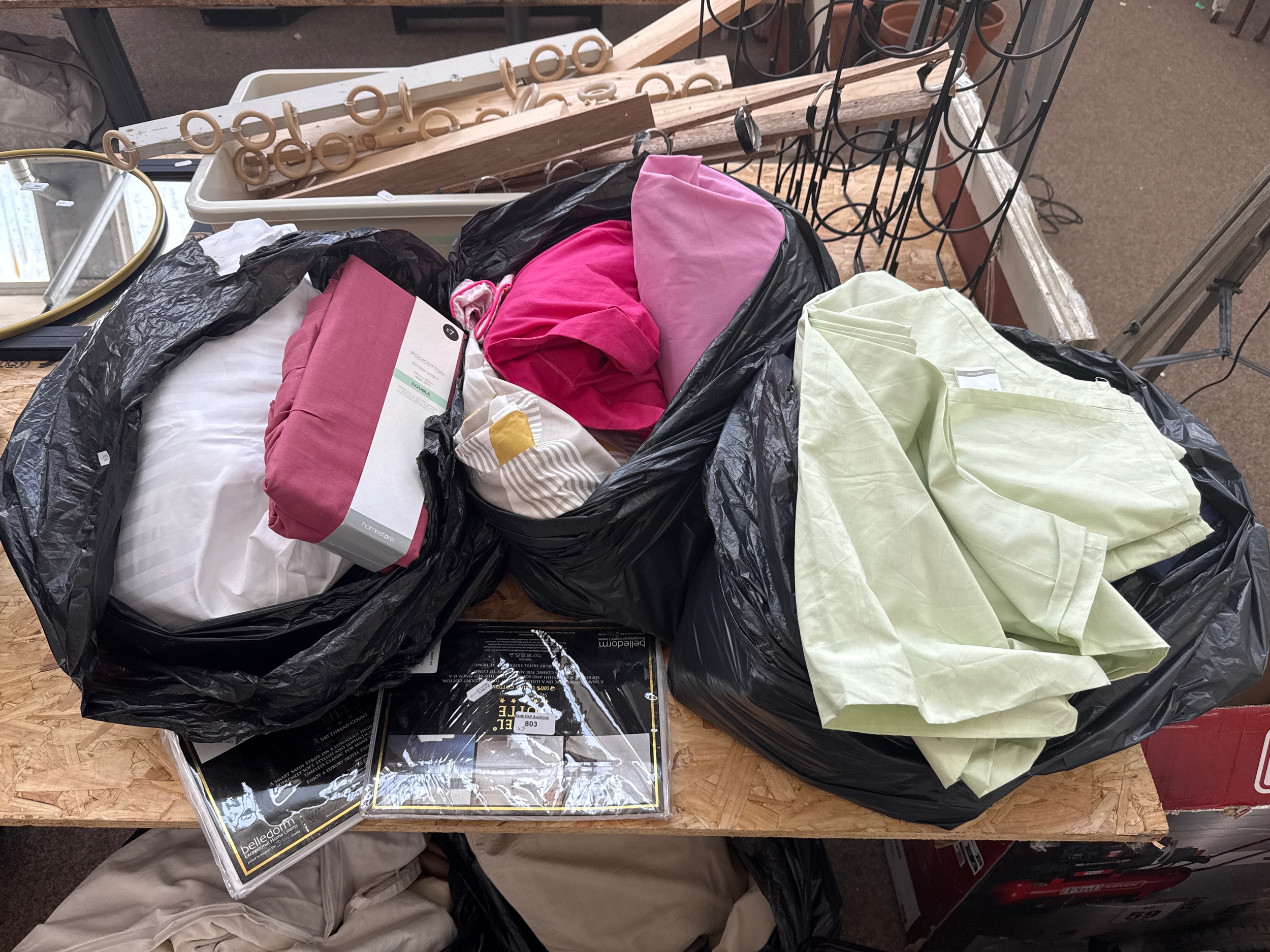 Three bags of assorted bed sheets