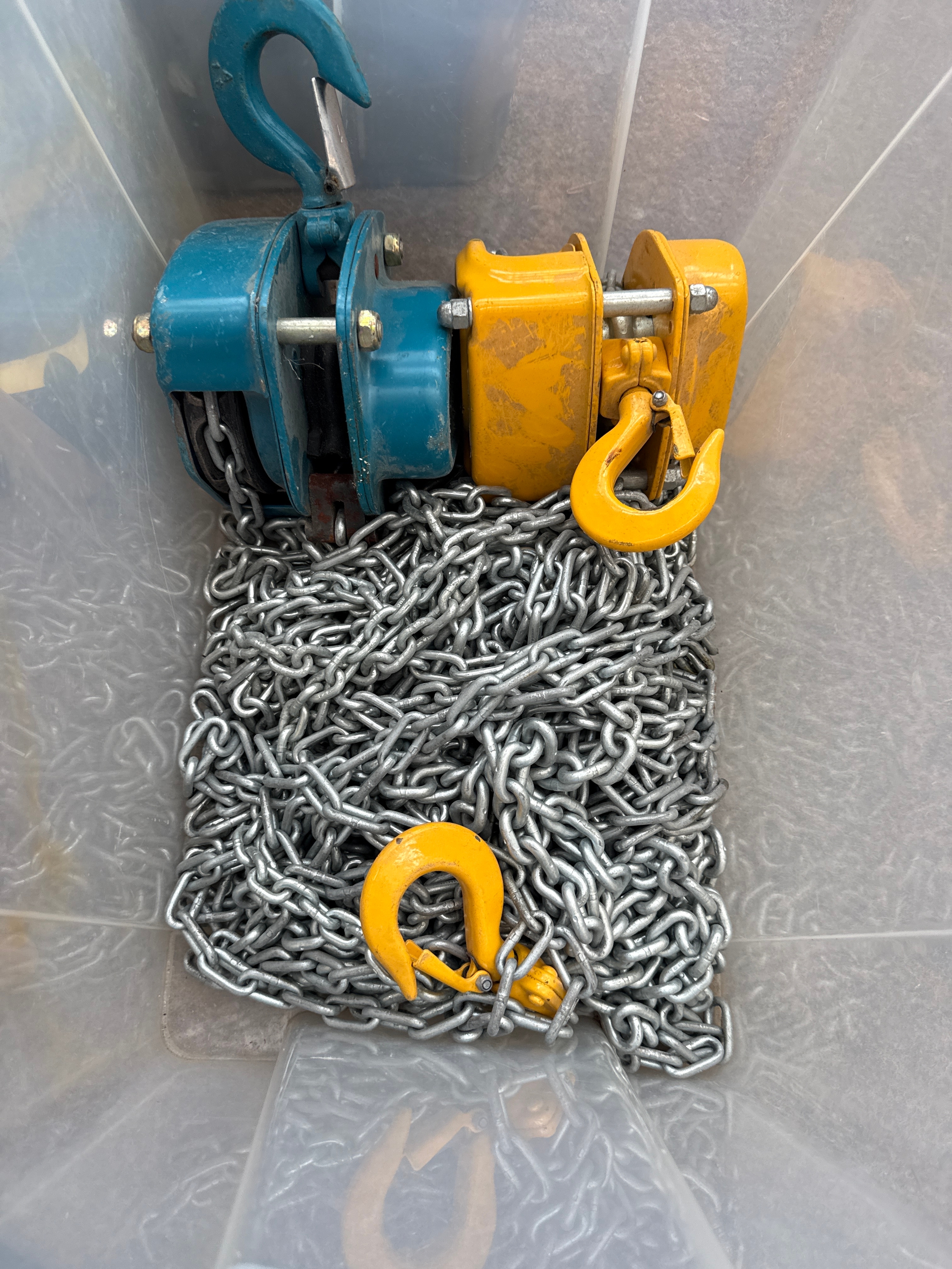 Box of chain and two winches