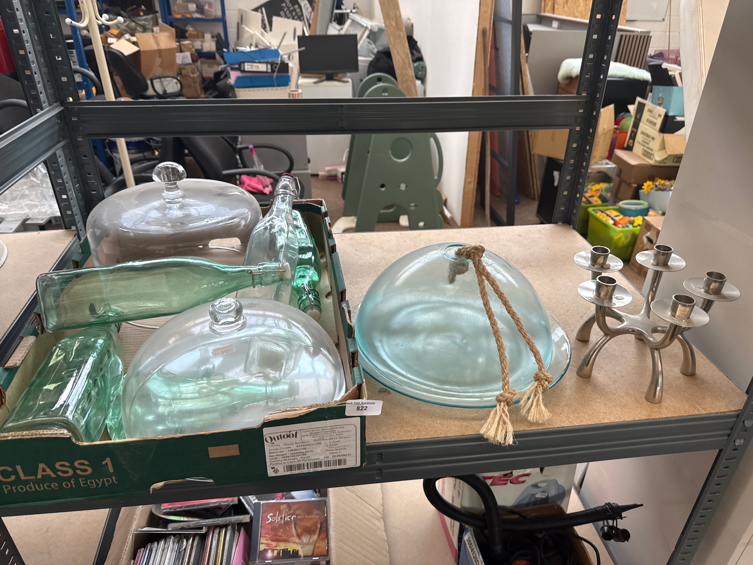 Lot inc glass bottles, candle holder etc