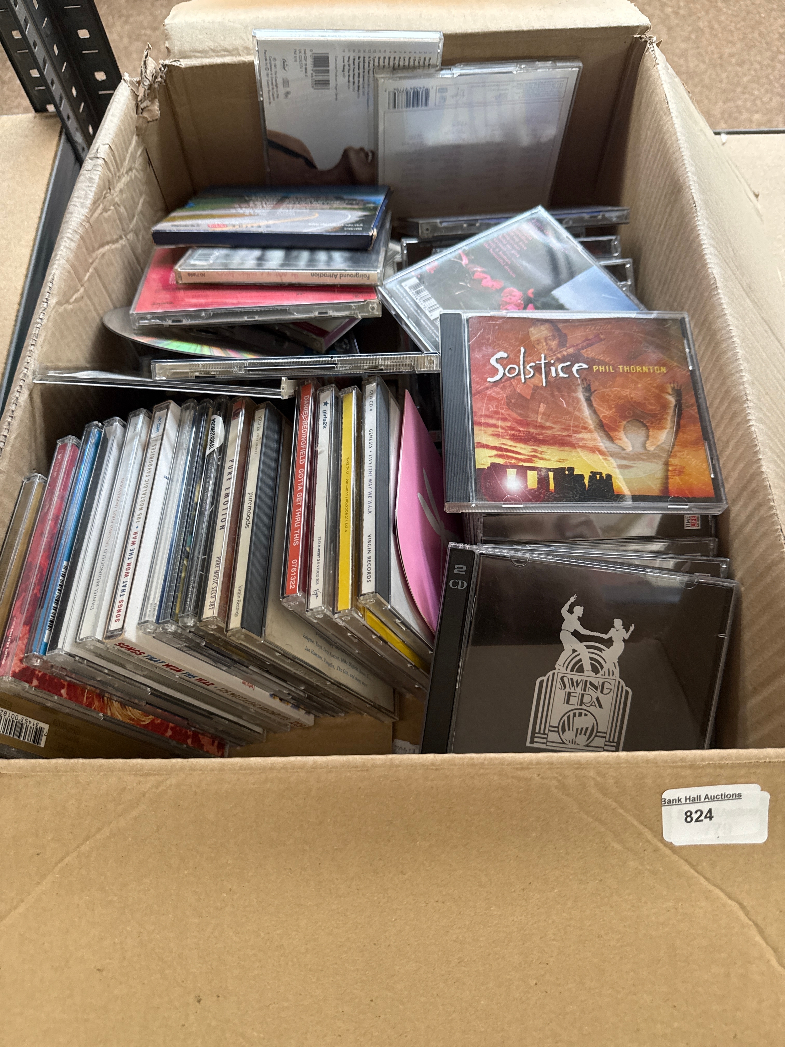 Box of various CDs