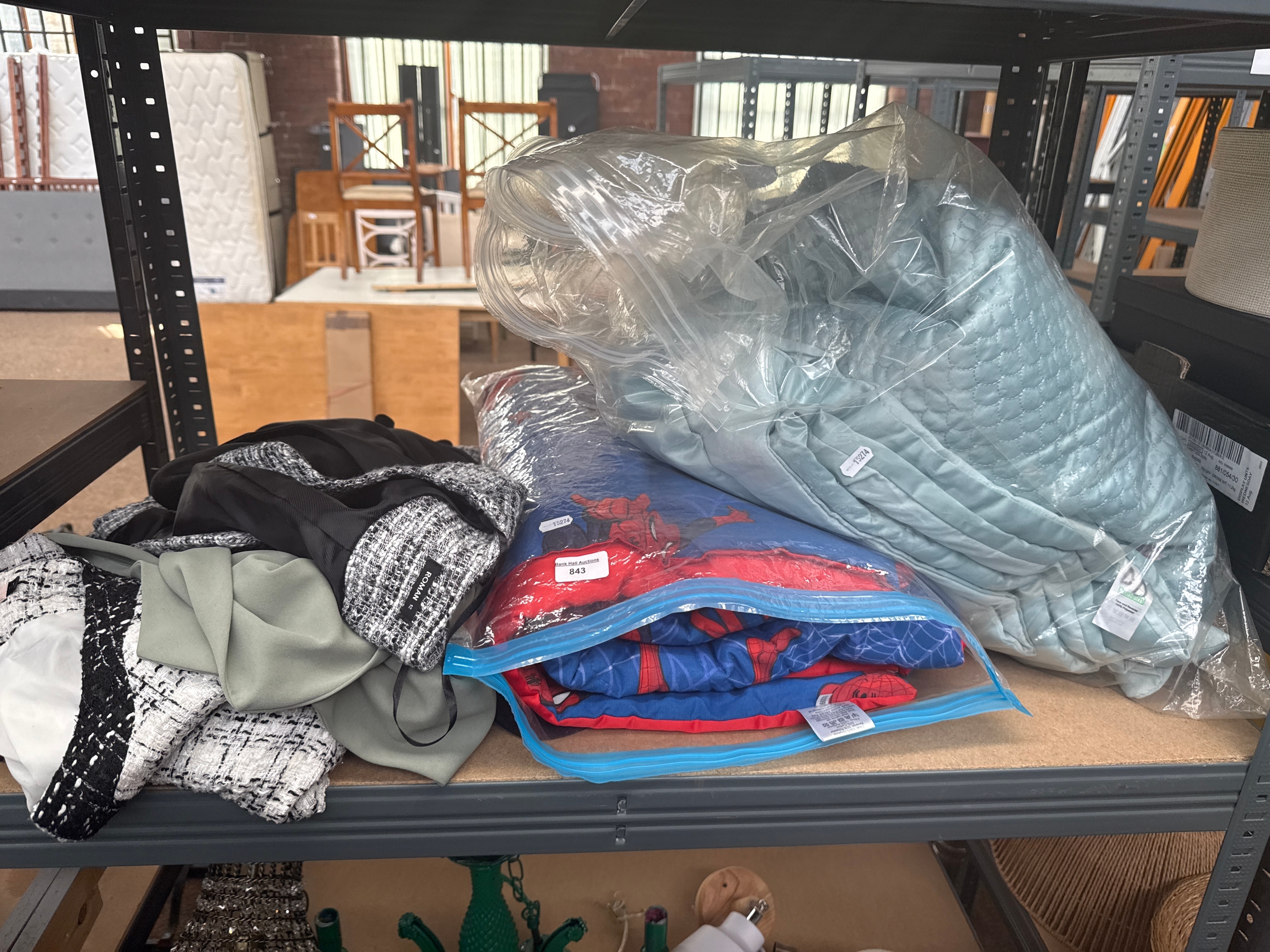Lot inc clothing, bedding etc