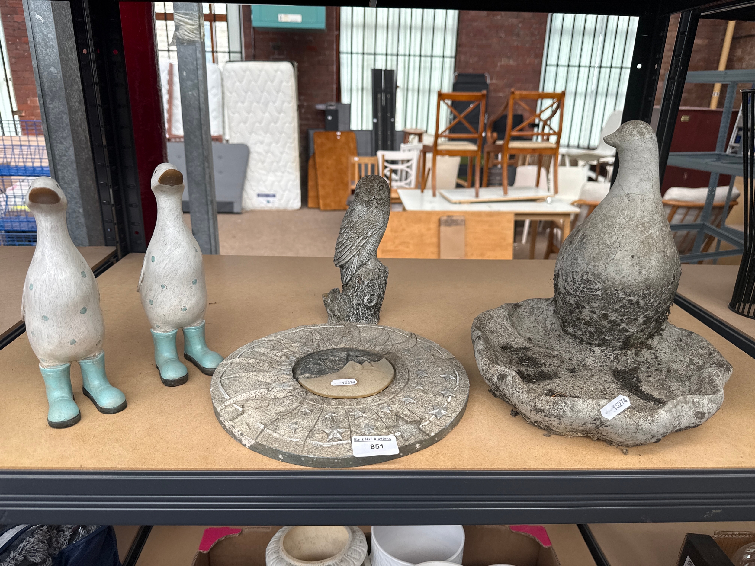 Collection of garden ornaments inc cast concrete