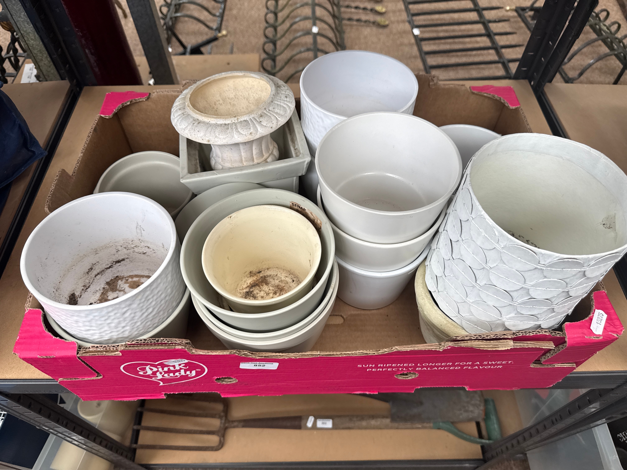 Box of plant pots