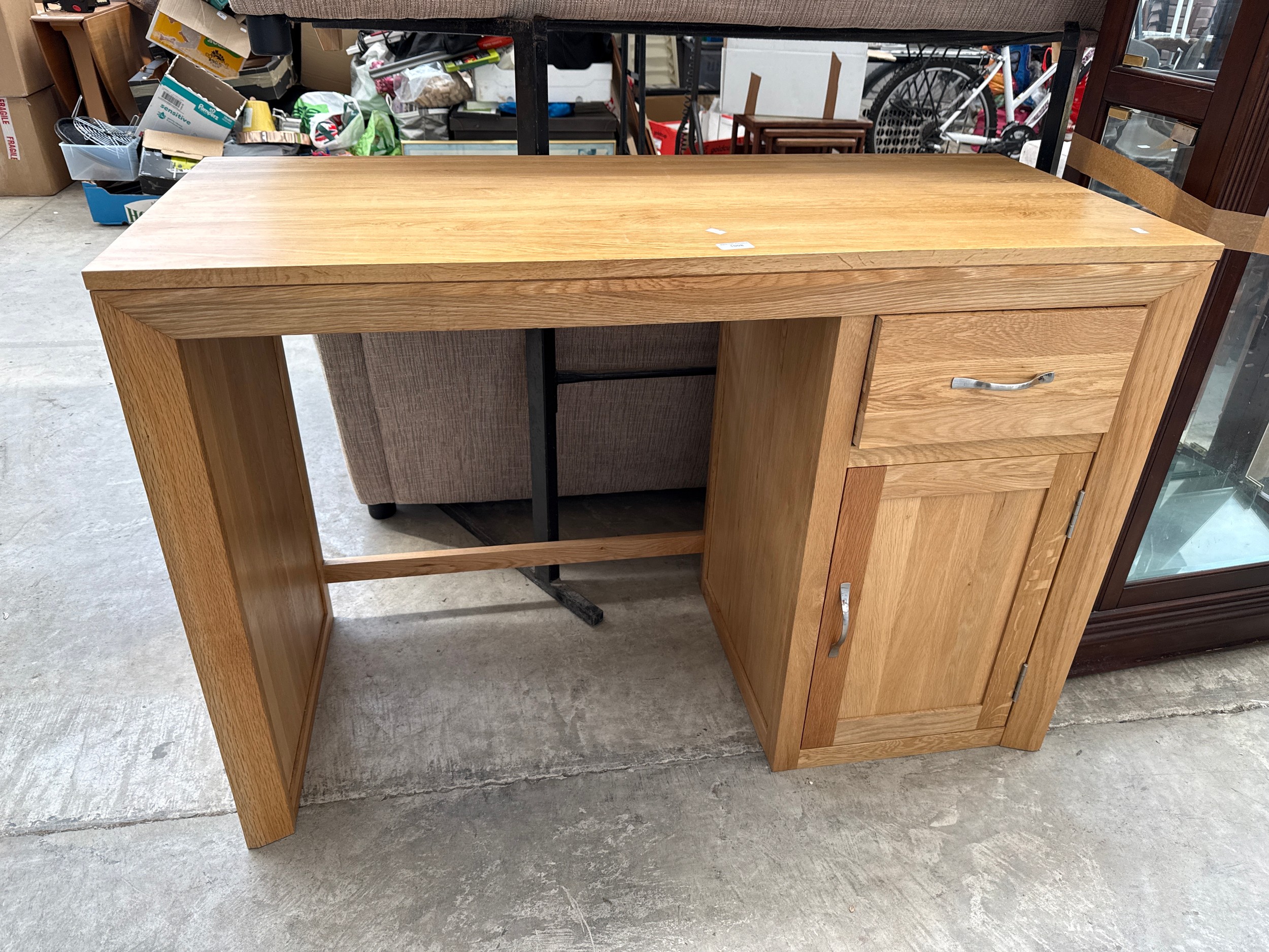 A modern light oak desk/dressing table