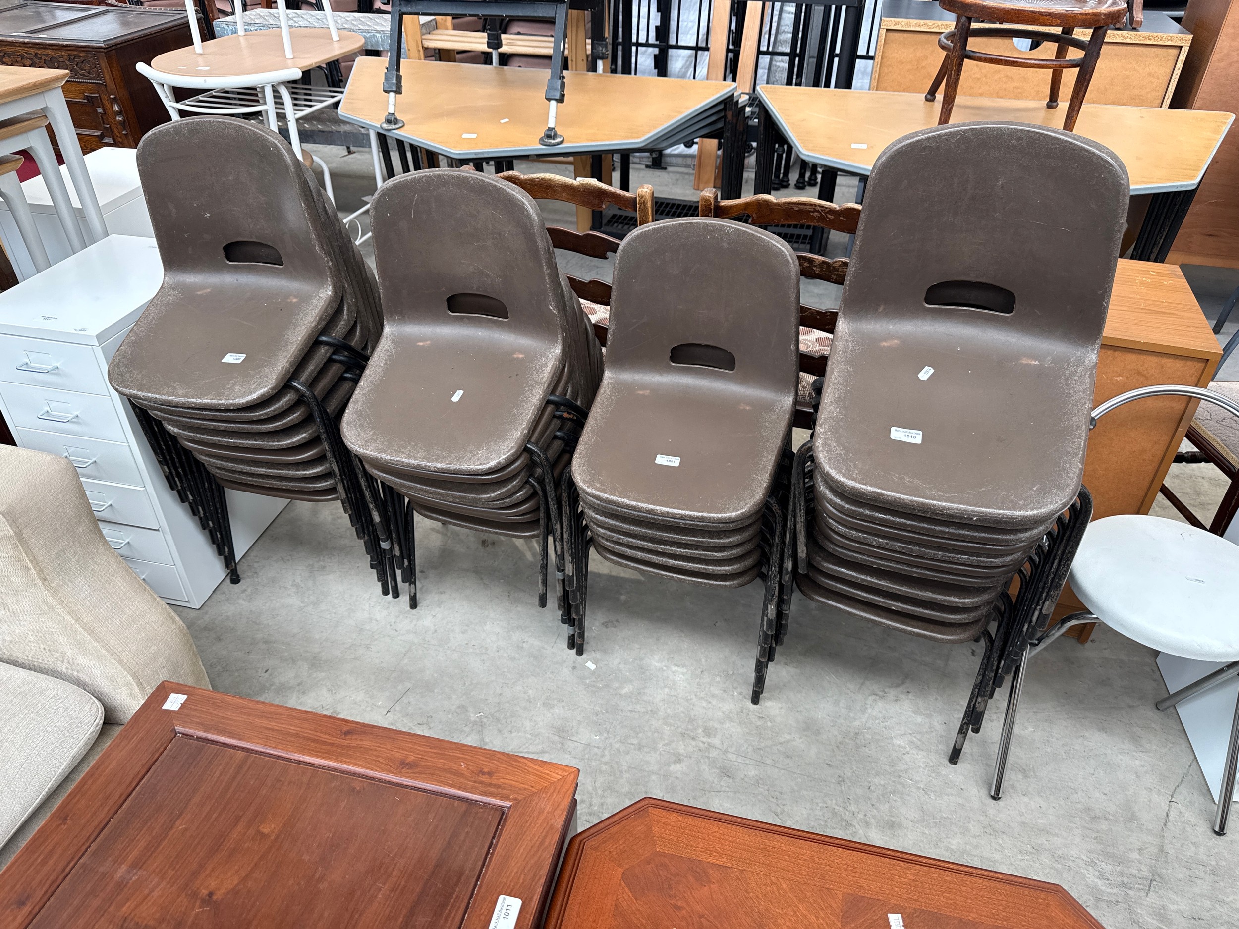 15 x vintage small children's plastic seated stacking chairs