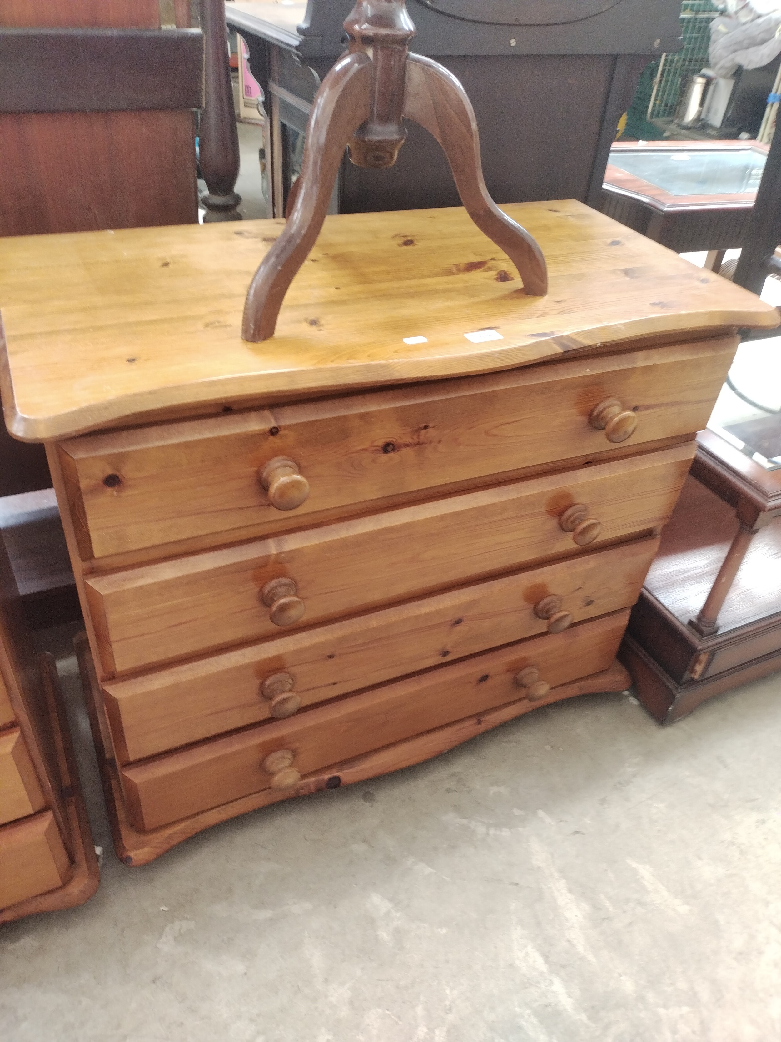 A small 4 drawer pine chest
