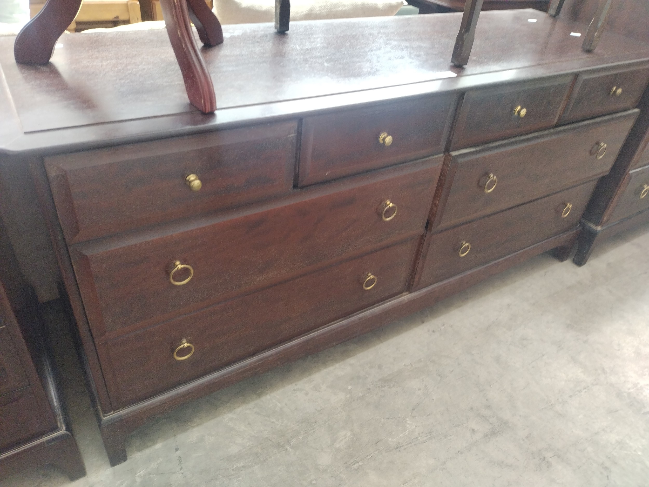 A large retro STAG 8 x drawer mahogany sideboard