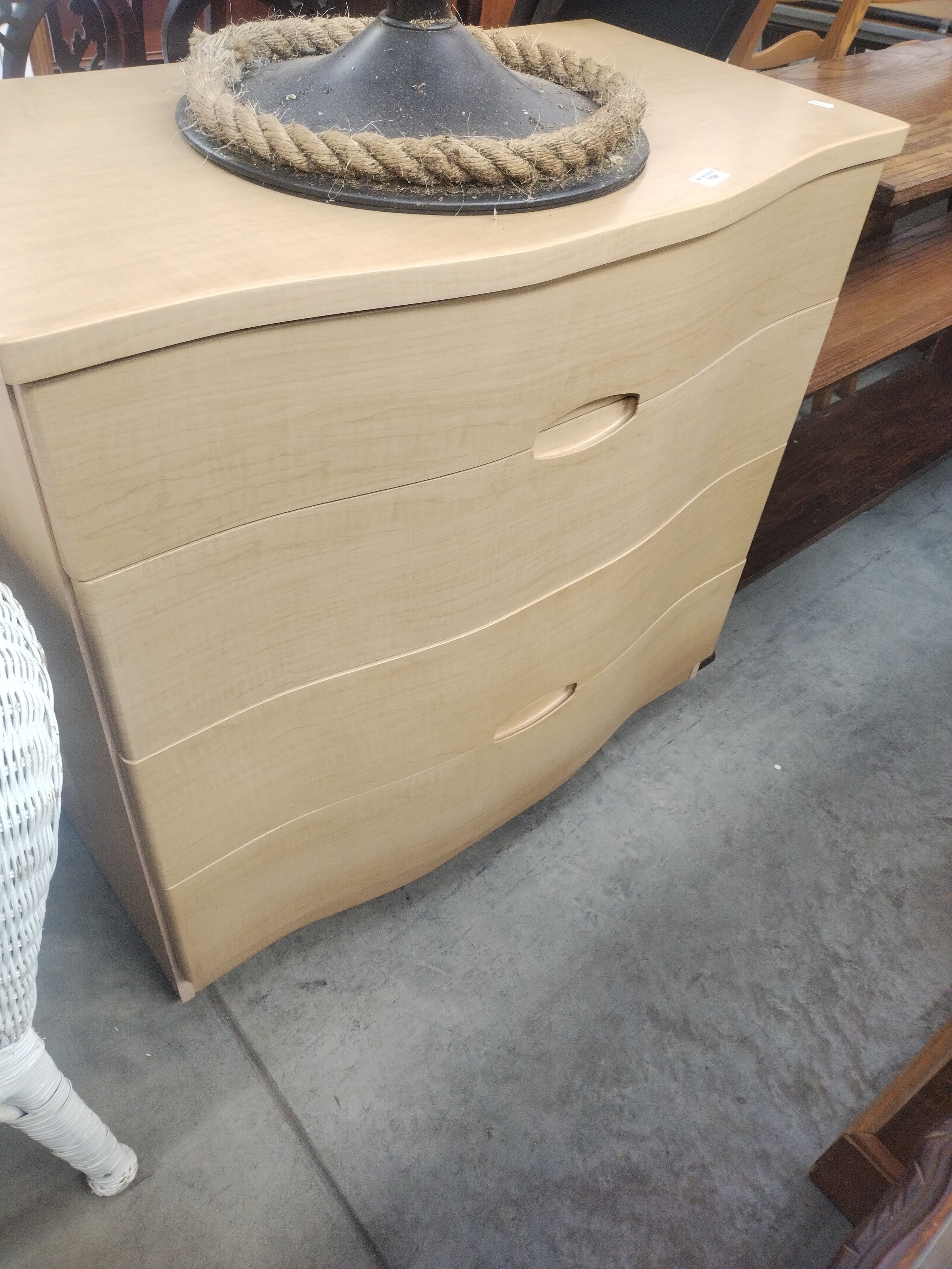 A large ALSTONS modern serpentine fronted 4 drawer chest