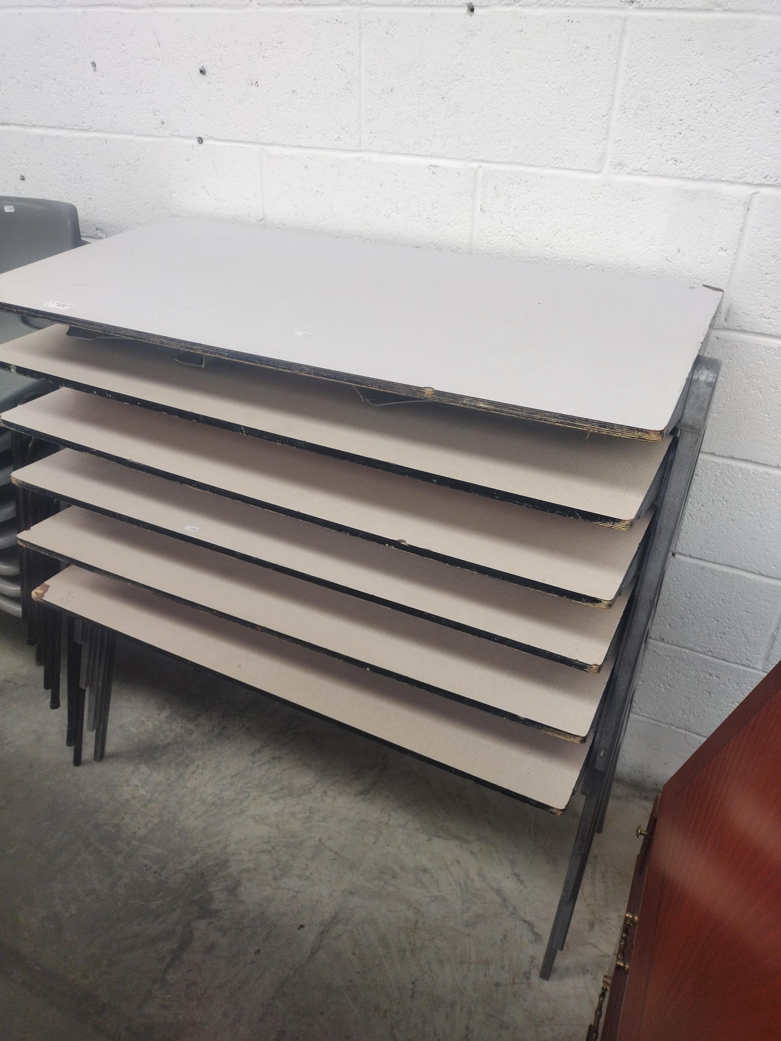 A set of 6 x stacking work/event tables