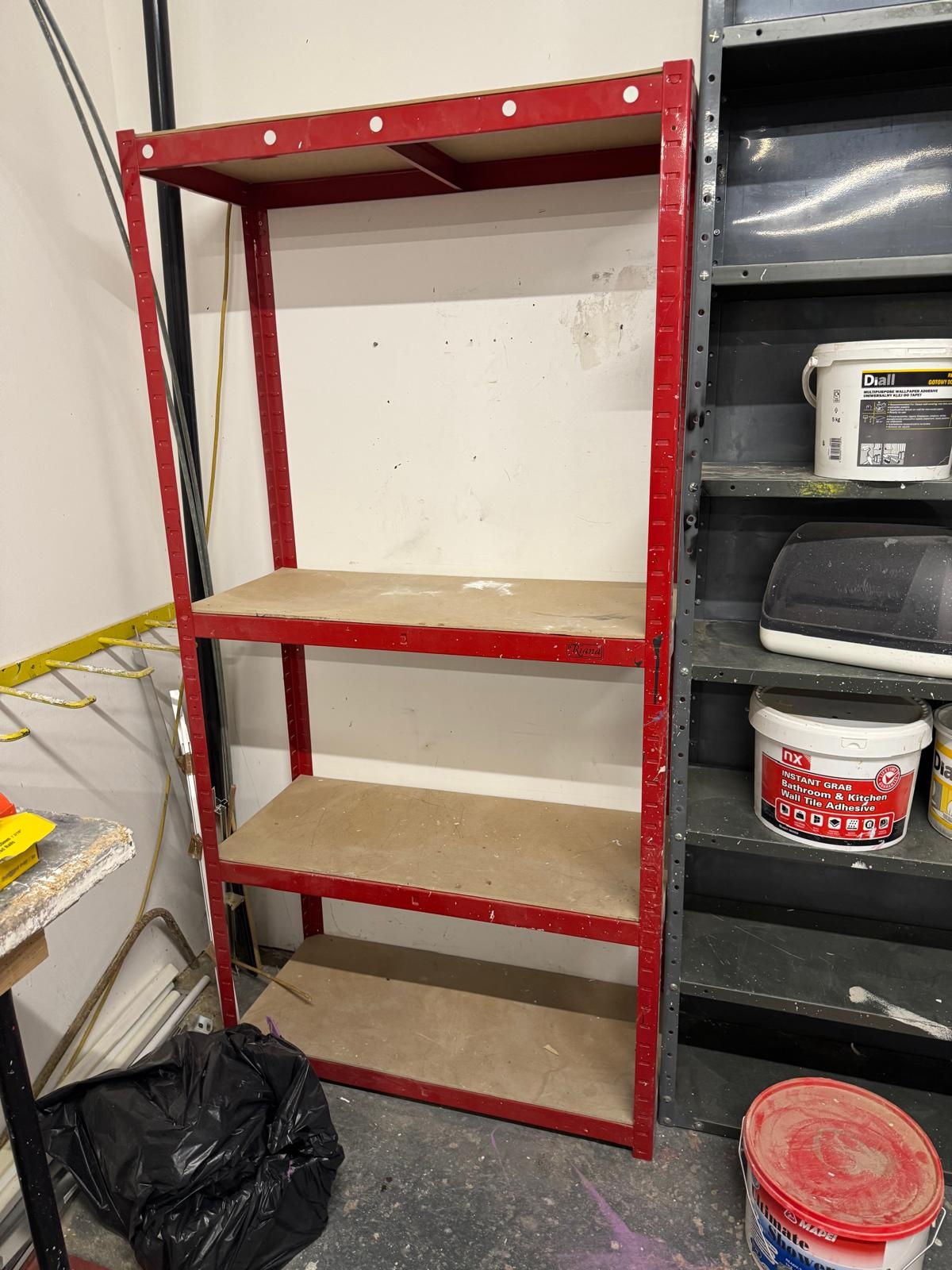 Red metal shelves 40 x 90 x 179cm