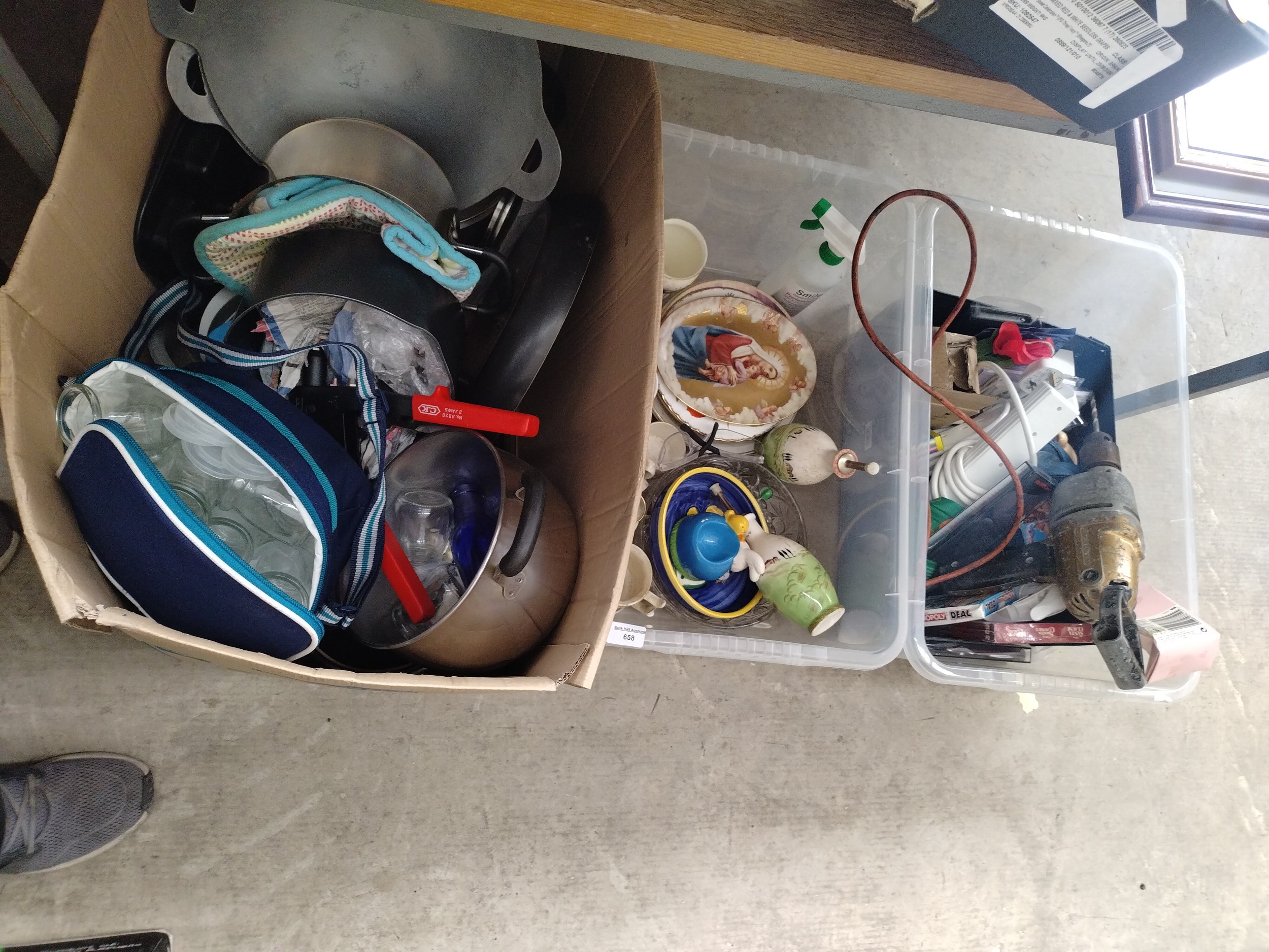 Three boxes of unsorted items