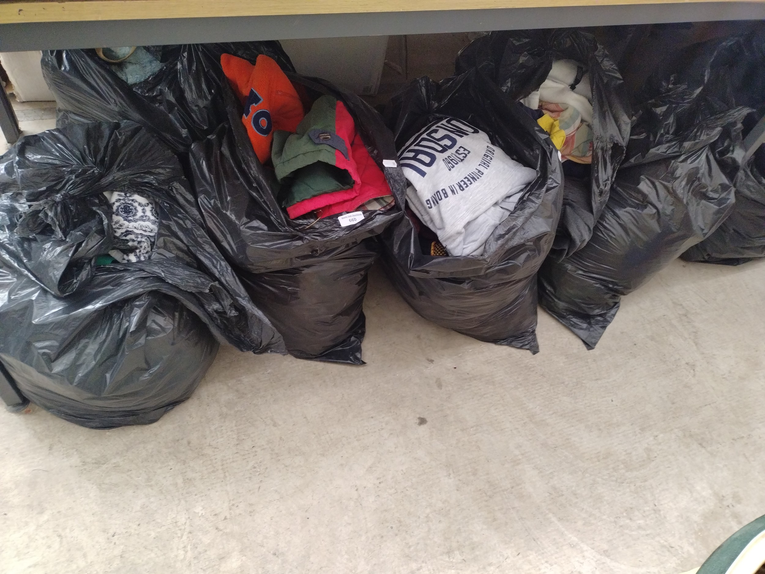 Five bags of clothing