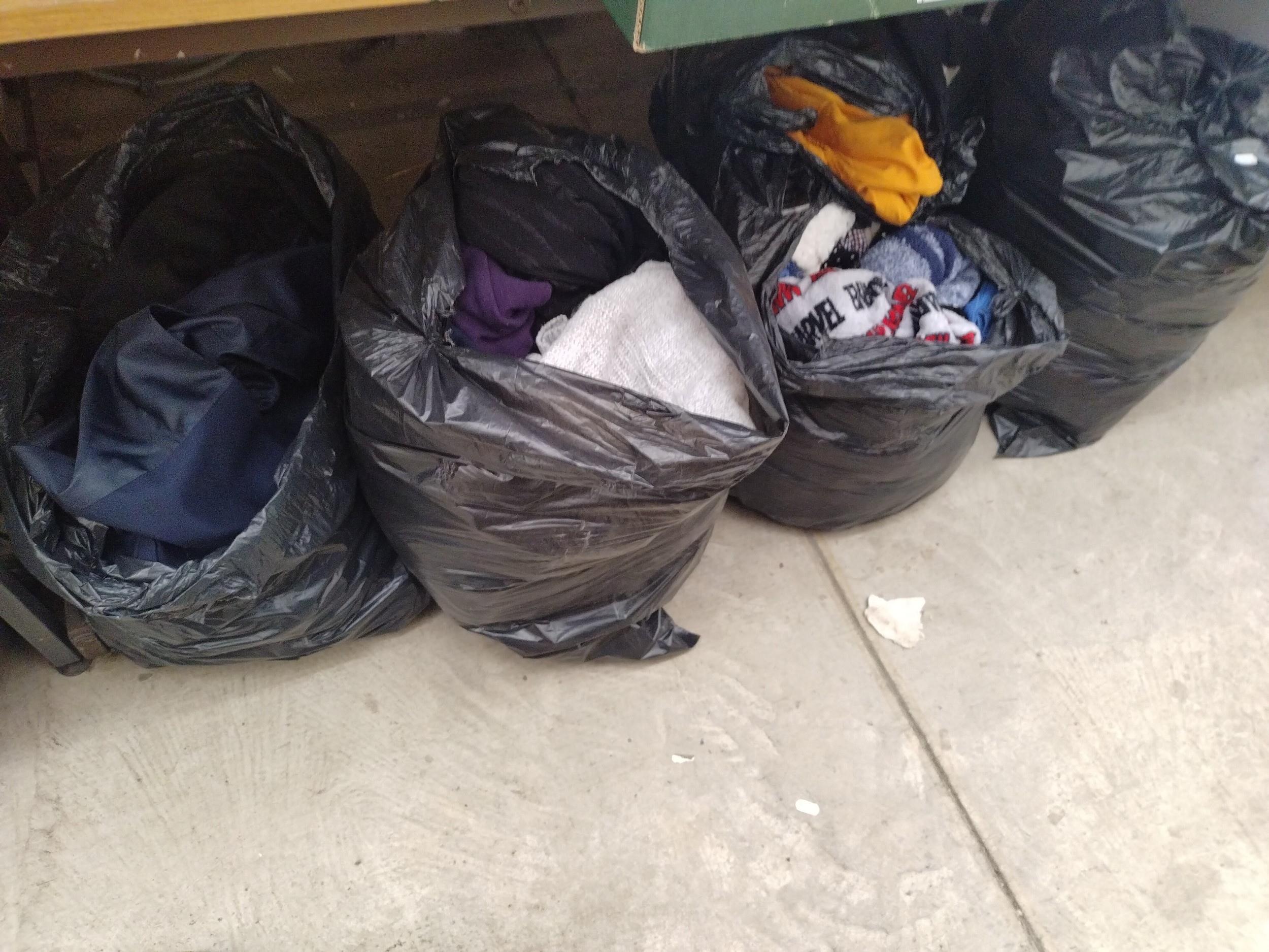 Five bags of clothing