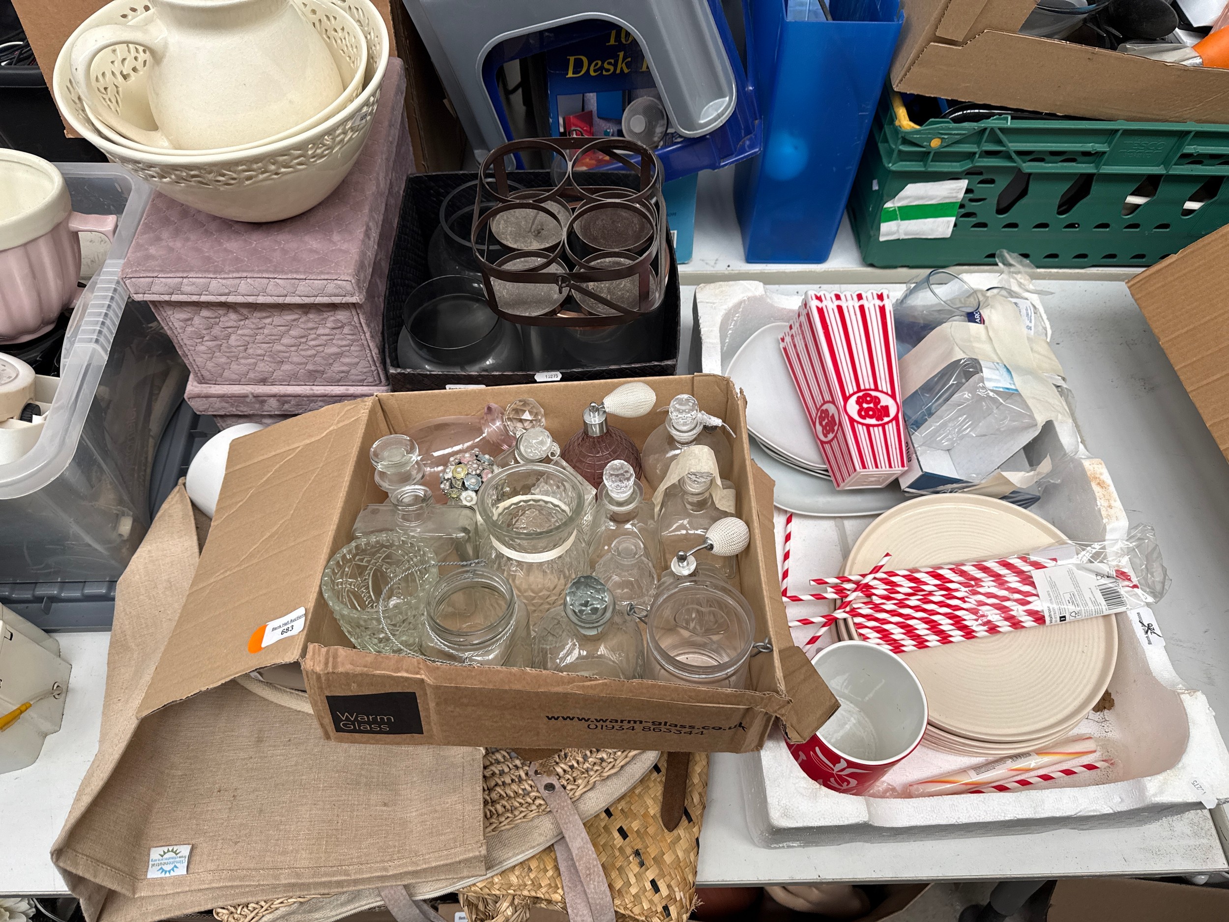Lot inc straws, popcorn buckets, crockery, atomisers, etc