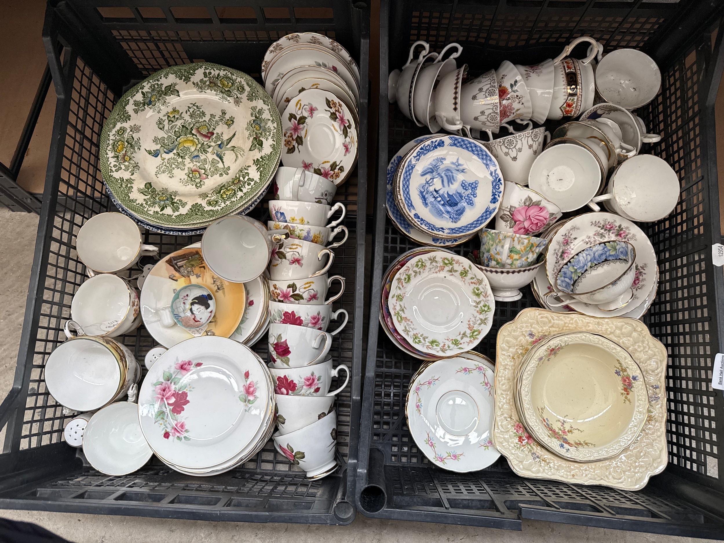 Two crates of pottery