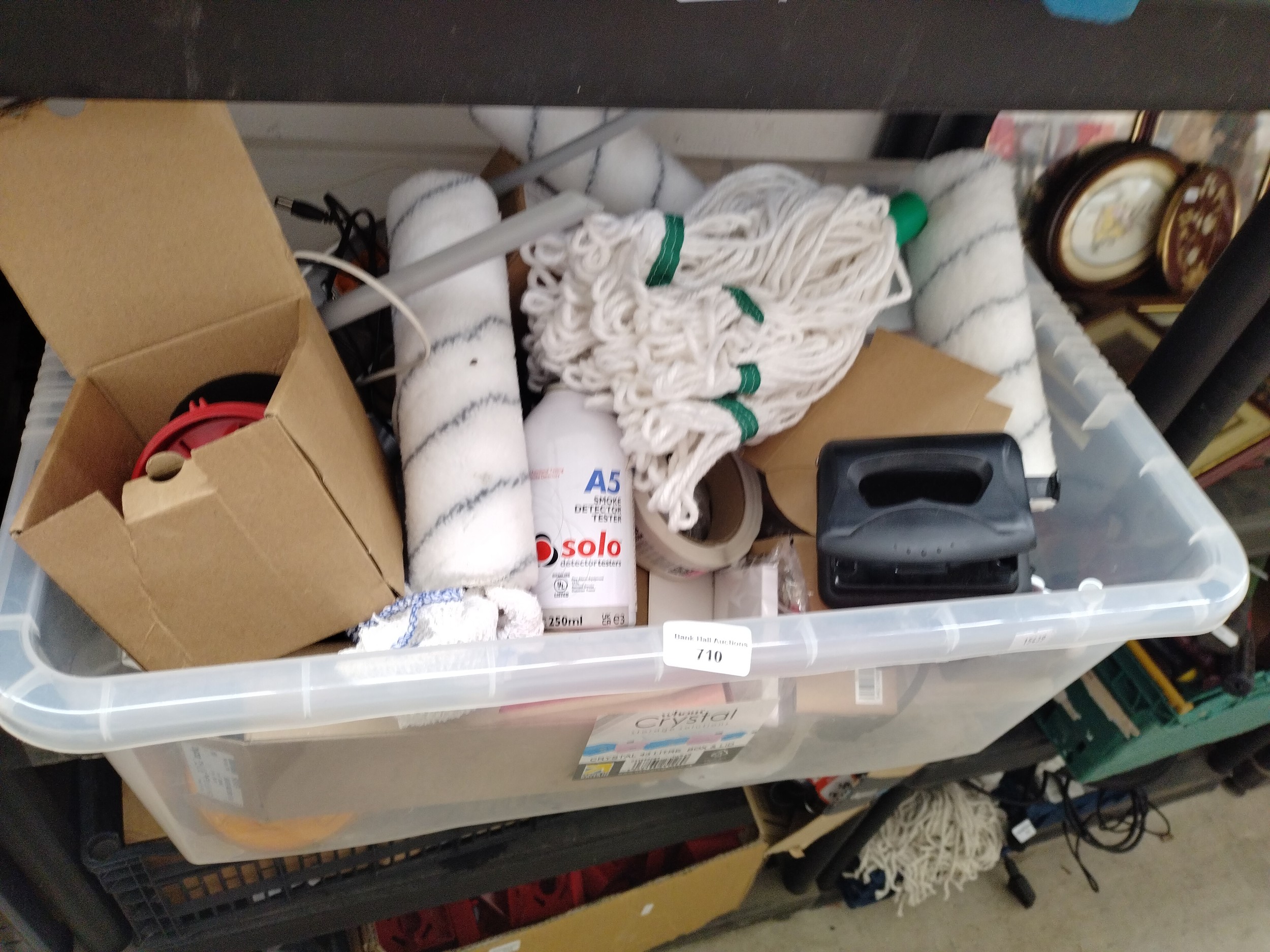 Box inc fire safety hardware, mop head, paint rollers, wall sockets