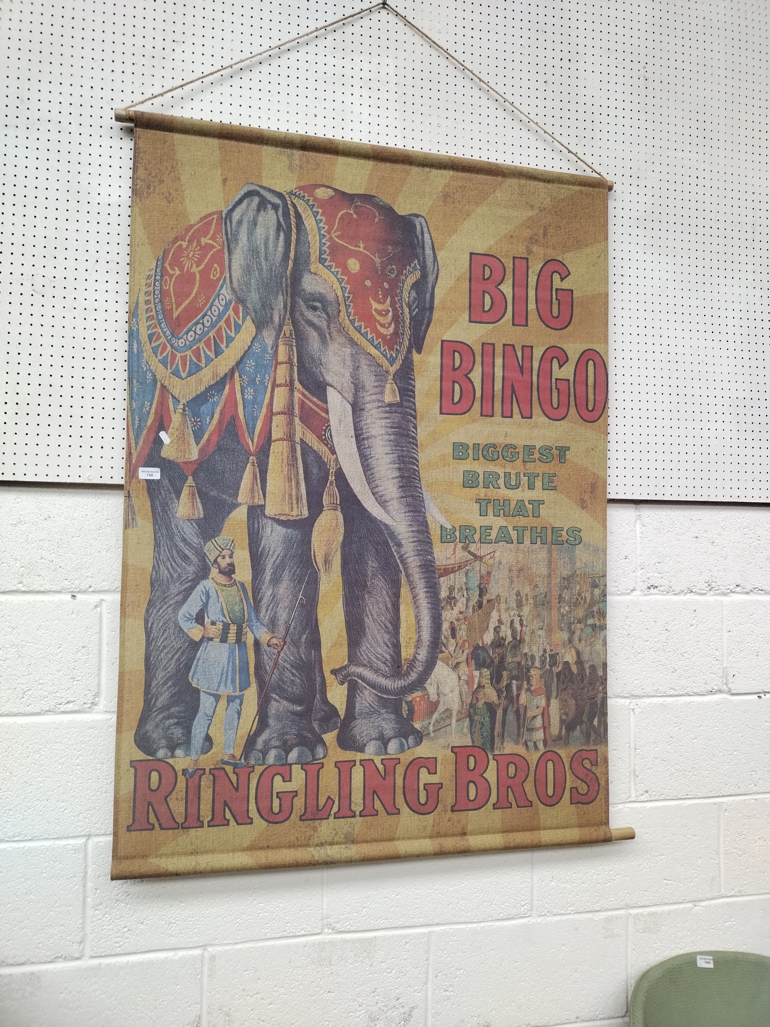 Large big Bingo Ringling Bros fabric hanging picture 57" x 39.5"