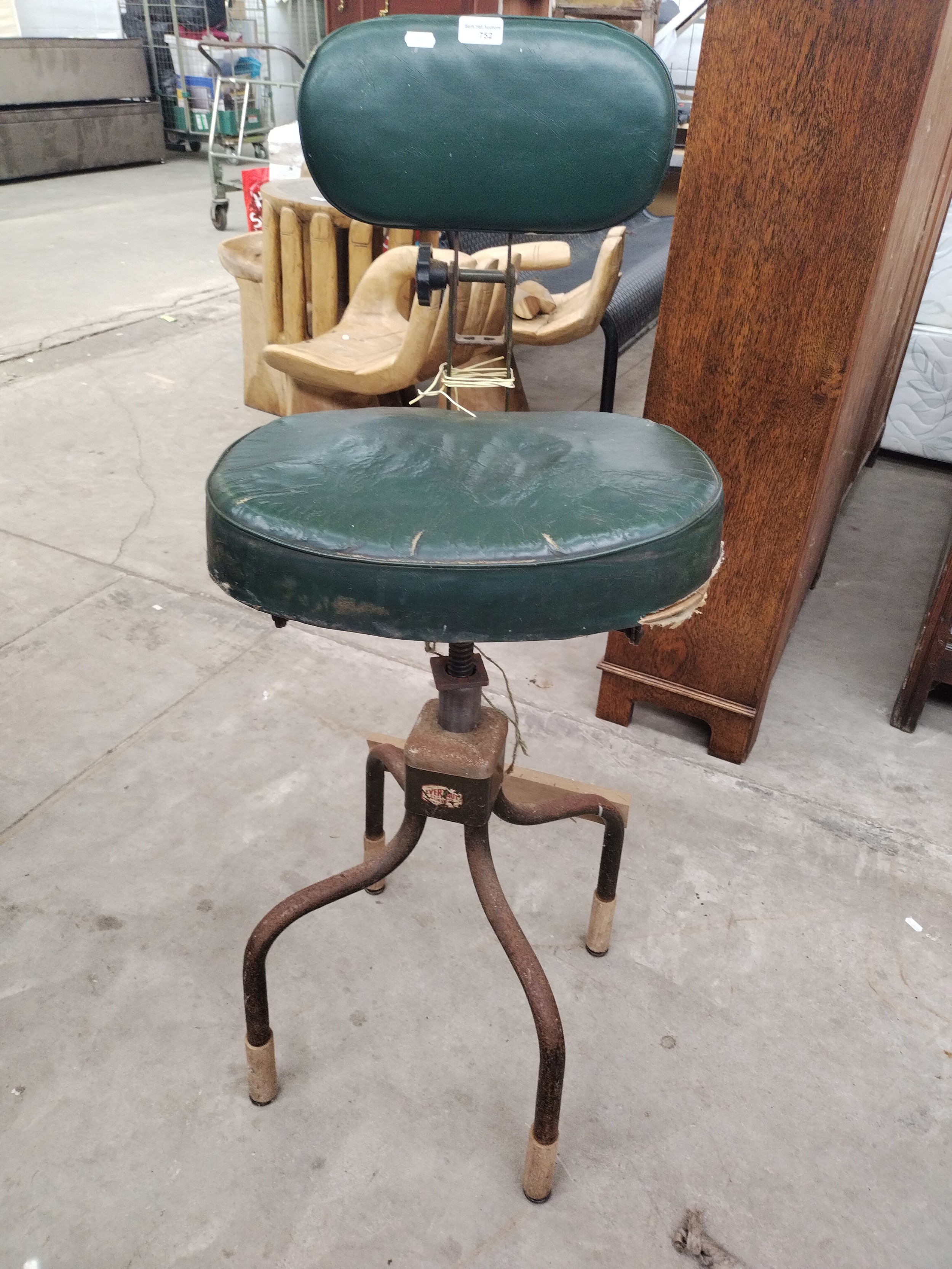 Vintage EverTaut stool with leather seat