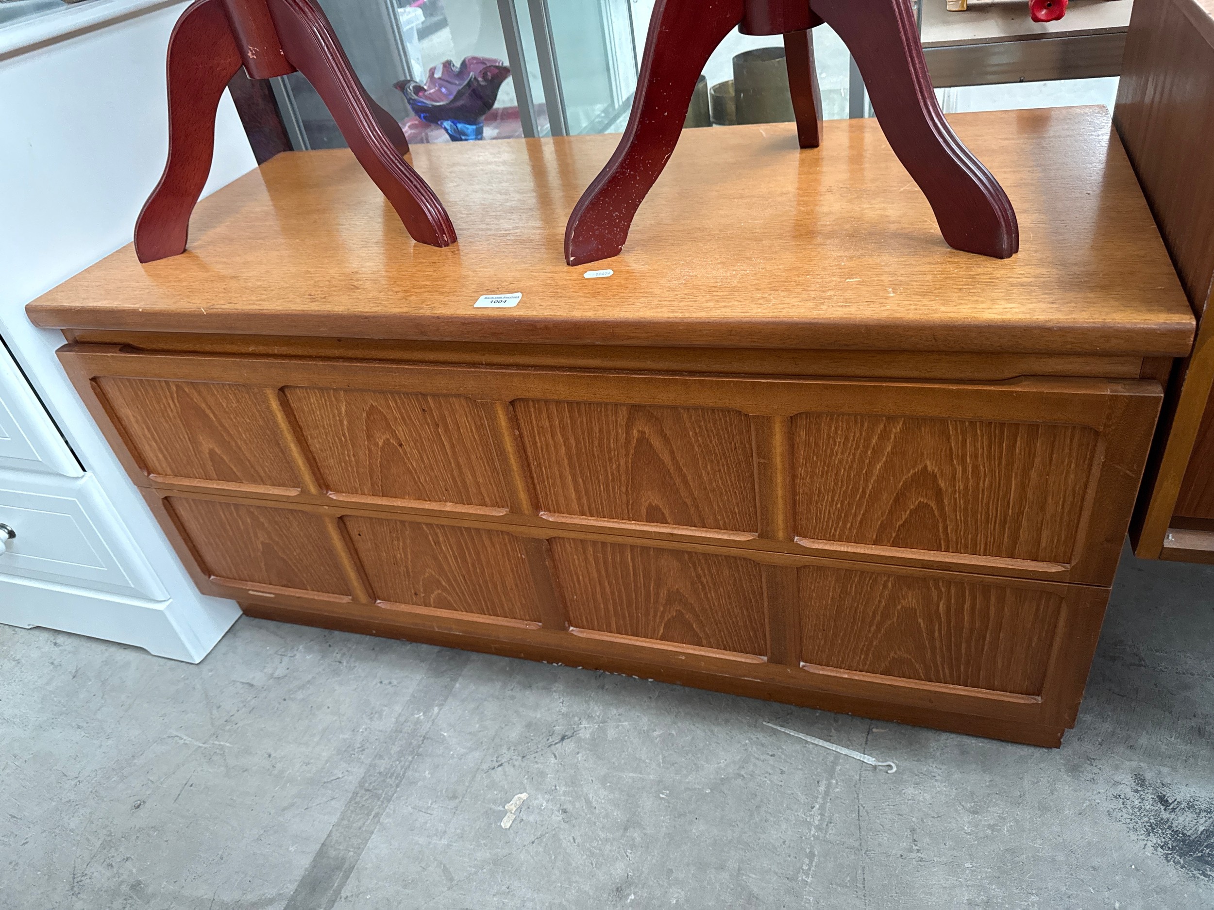 A retro NATHAN 2 drawer base unit chest/TV stand
