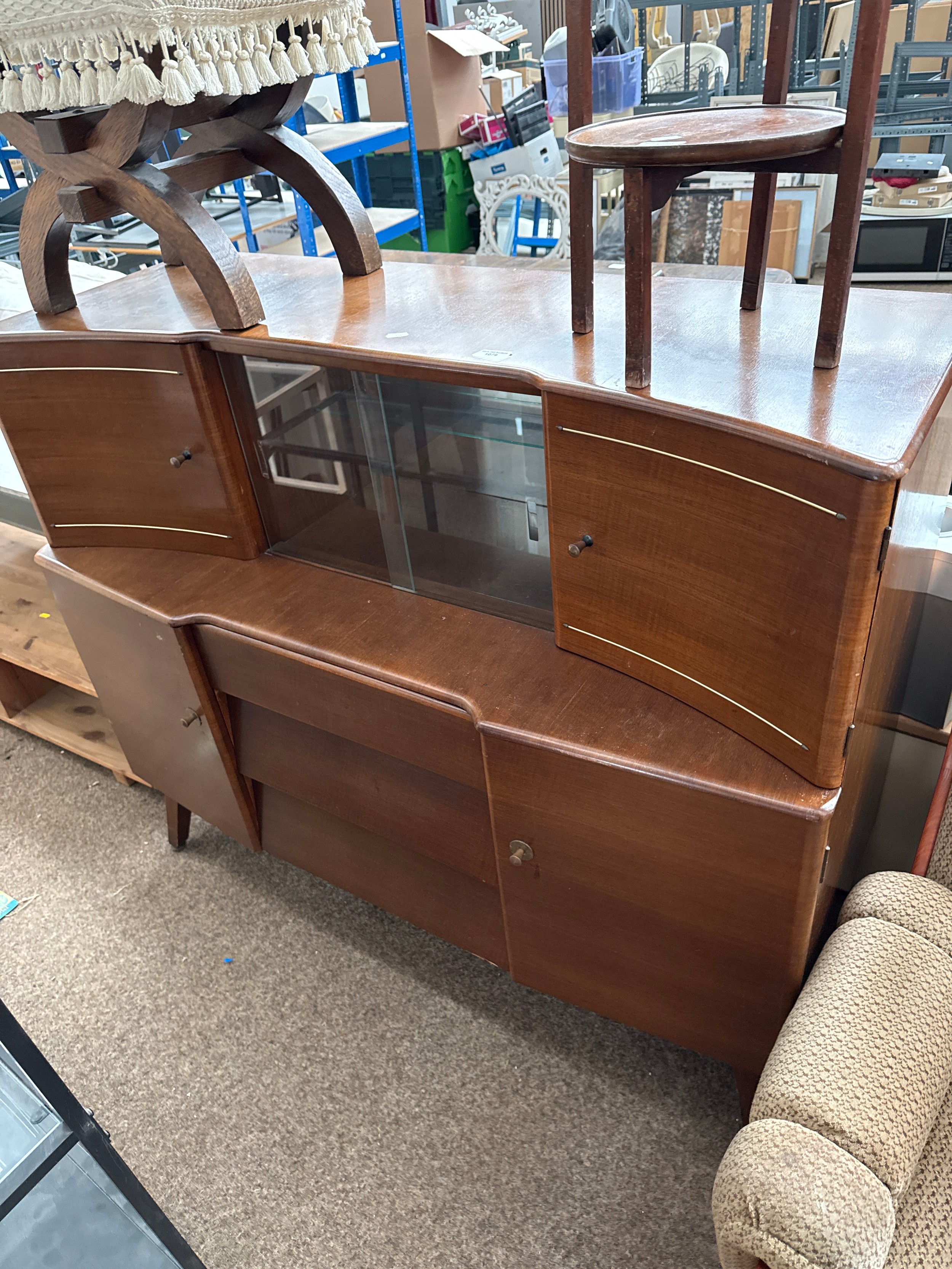 A Deco style 3 drawer cocktail sideboard