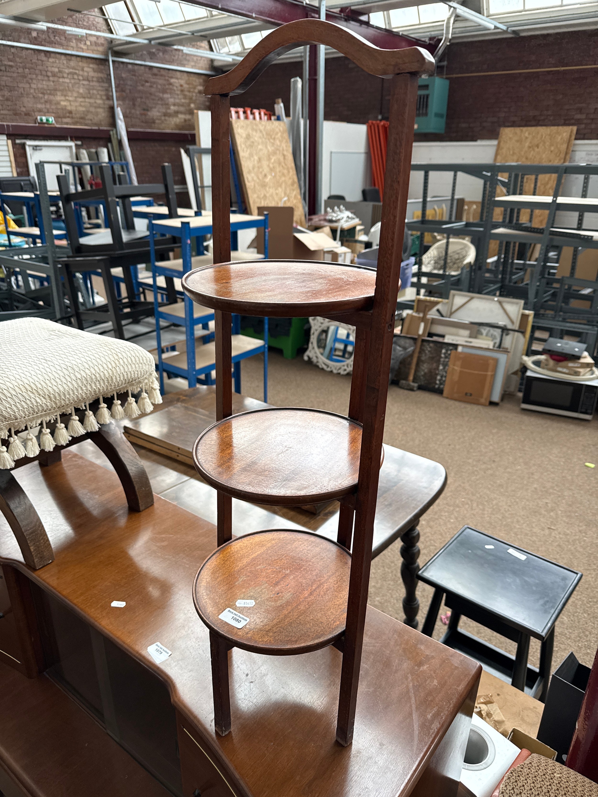 Aa antique 3 tier oak cake stand