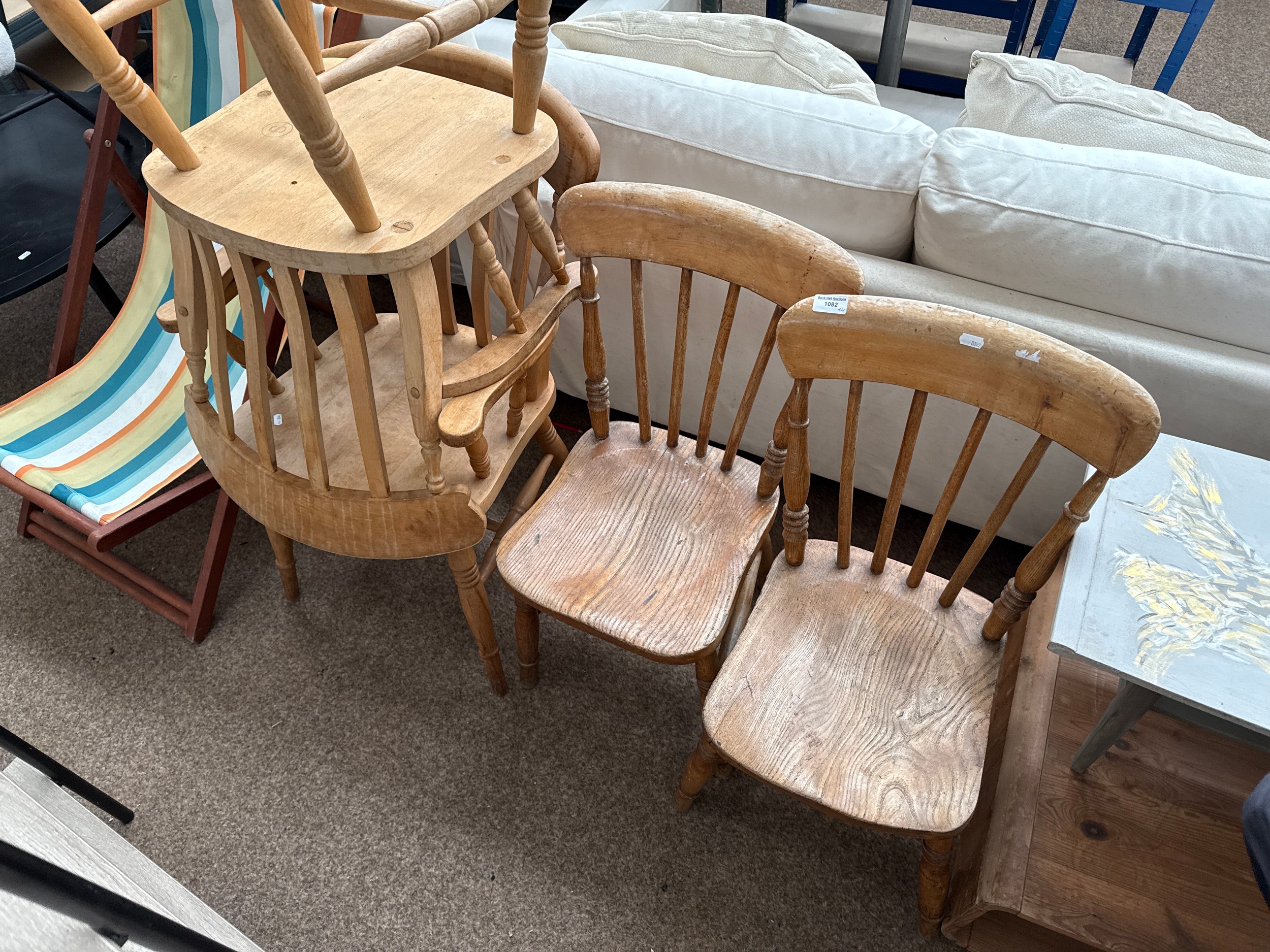 2 x pairs of vintage spindle backed chairs