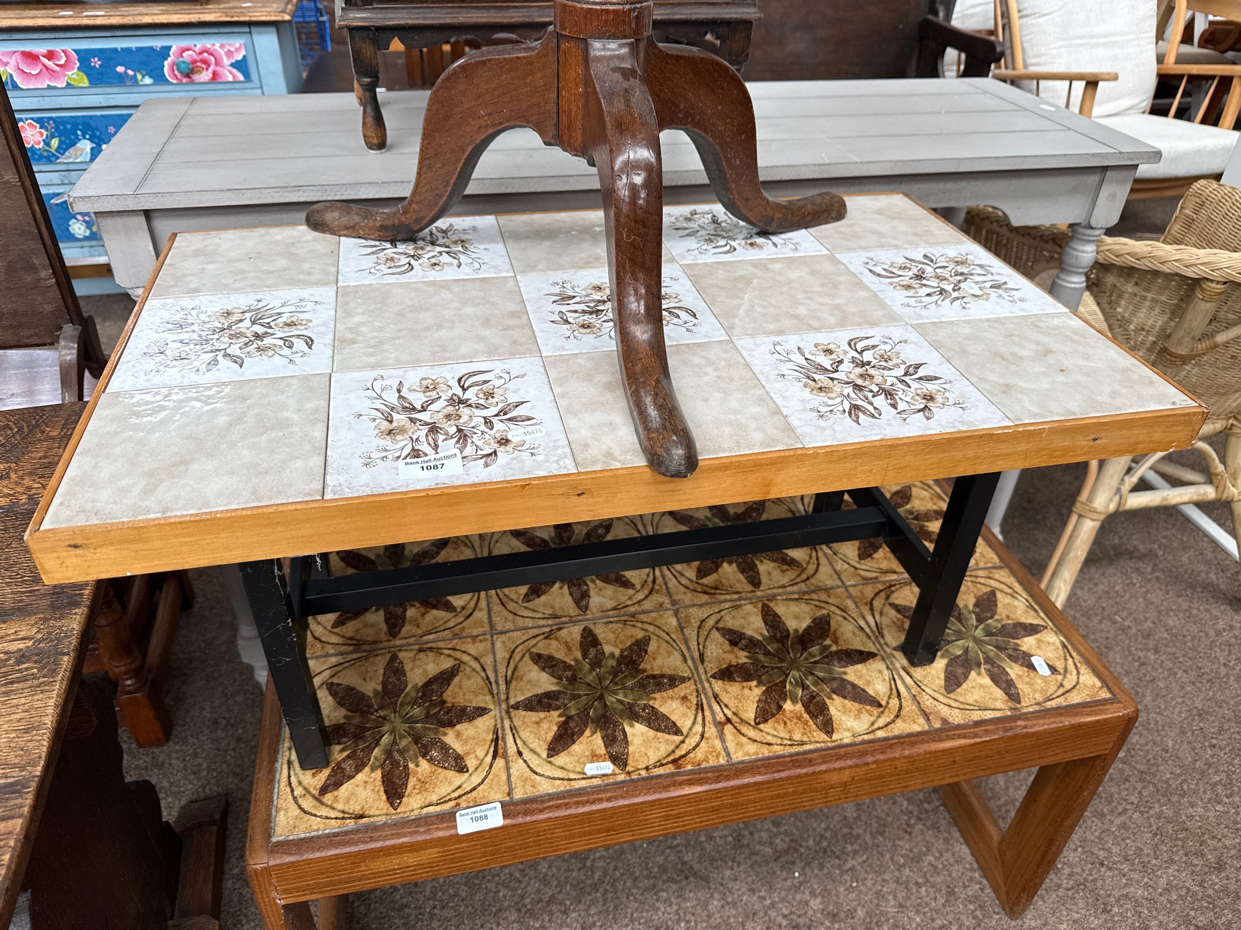 A small retro tile topped coffee table