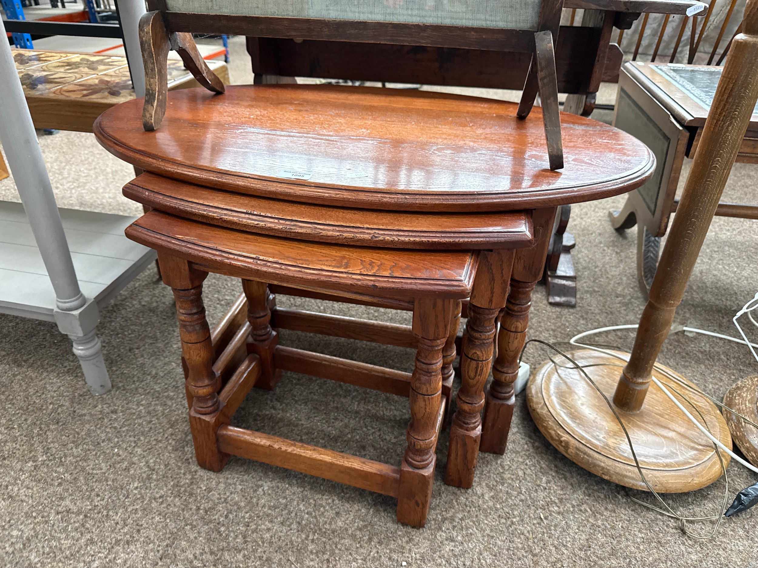 A nest of 3 x vintage wooden occasional tables