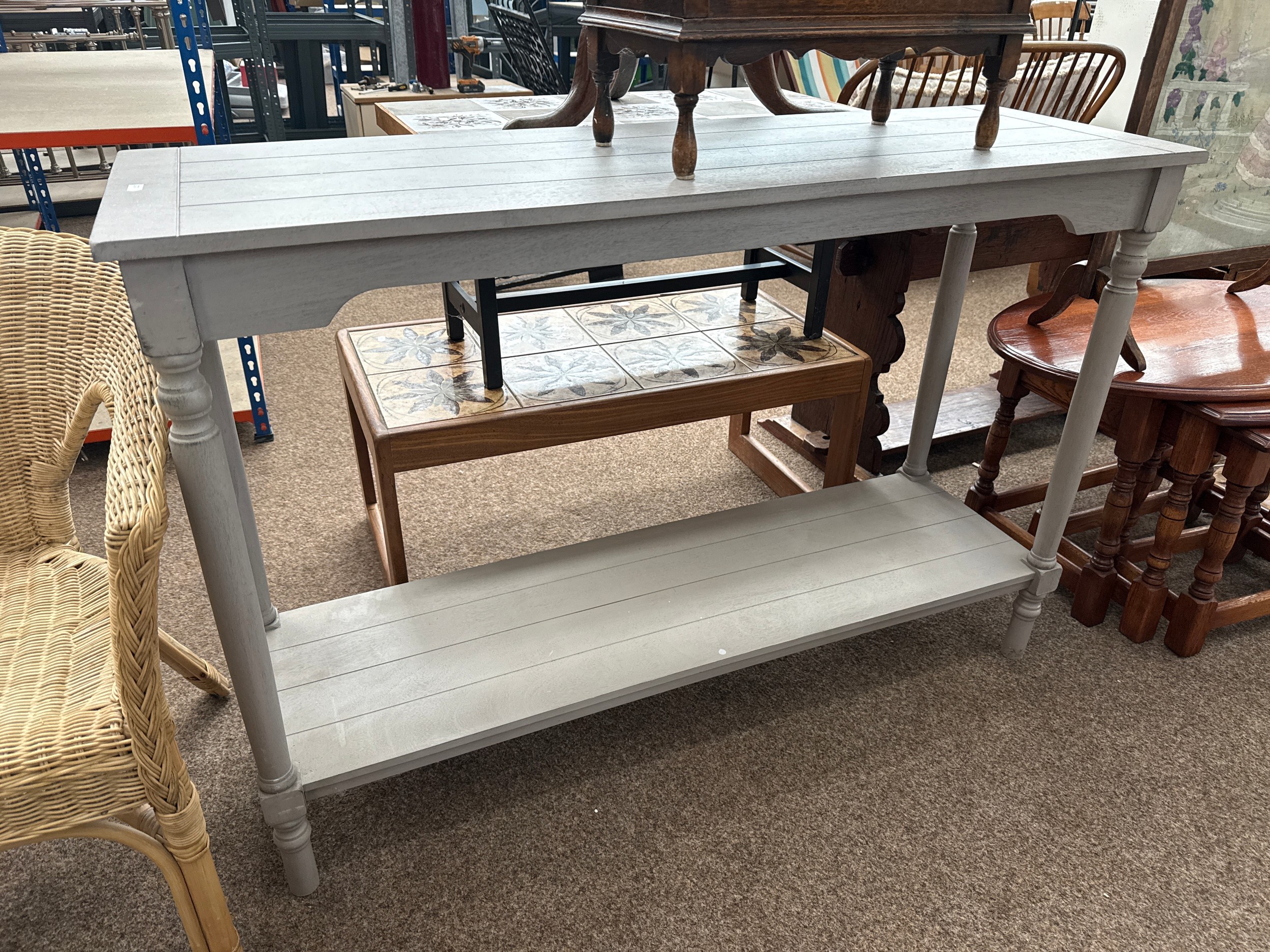 A painted wooden console table stand